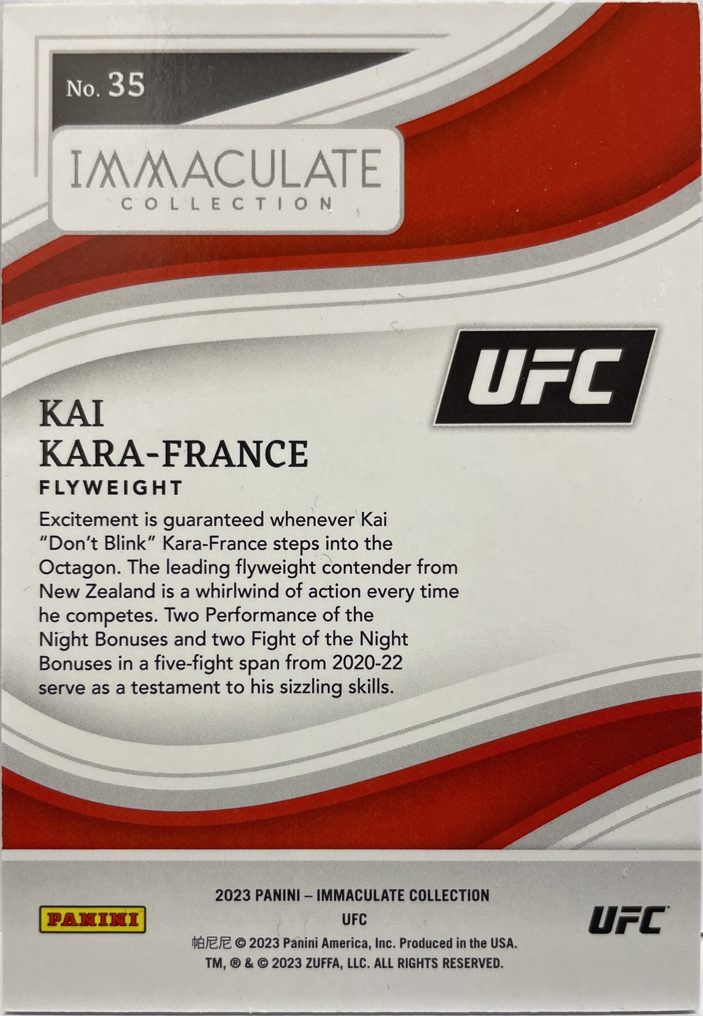 Kai Kara-France 16/50 Immaculate UFC 2023