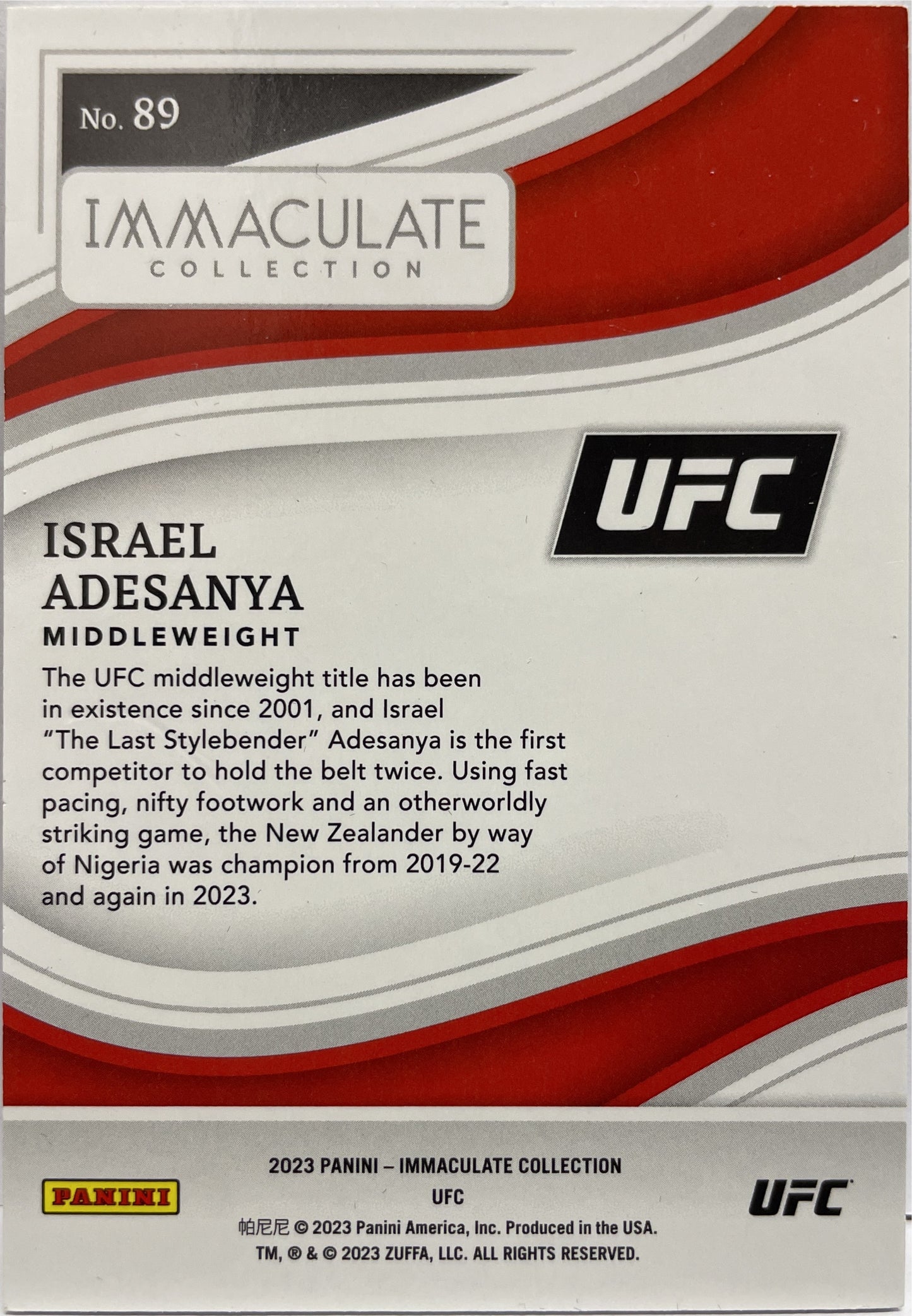 Israel Adesanya 1/30 Immaculate UFC 2023