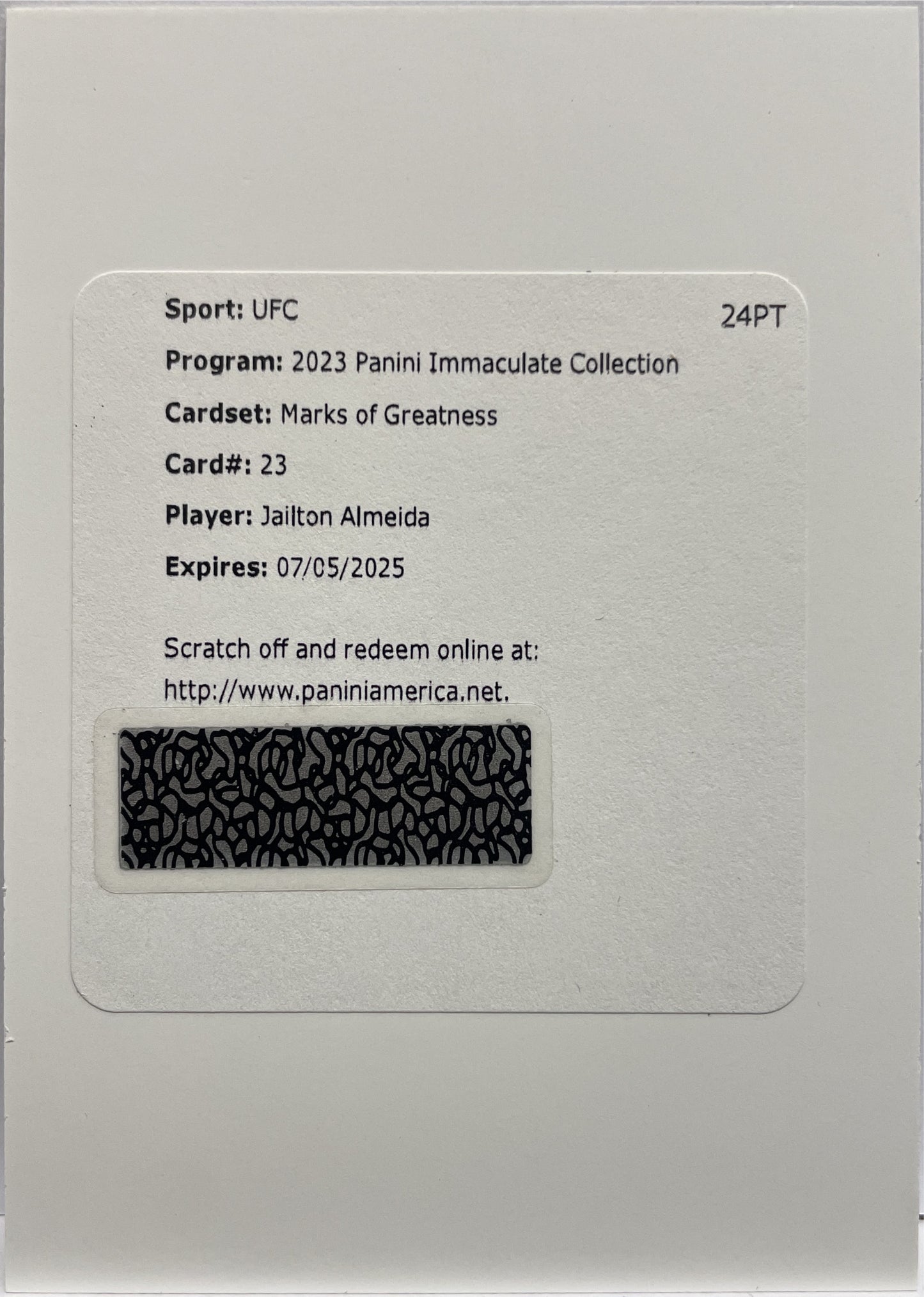 Jailton Almeida /99 Autograph Redemption Mark Of Greatness Immaculate UFC 2023