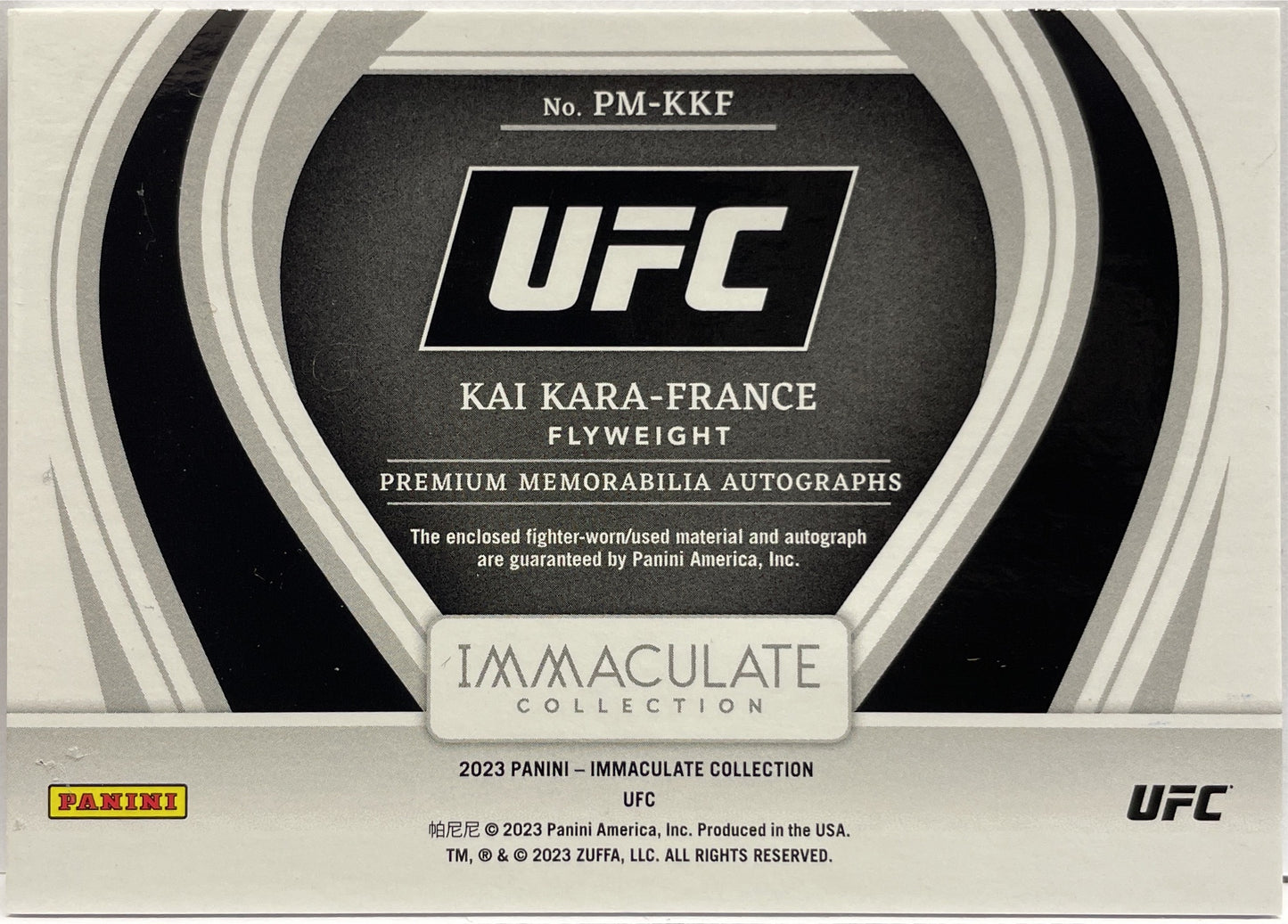 Kai Kara-France 41/99 Patch Autograph Immaculate UFC 2023