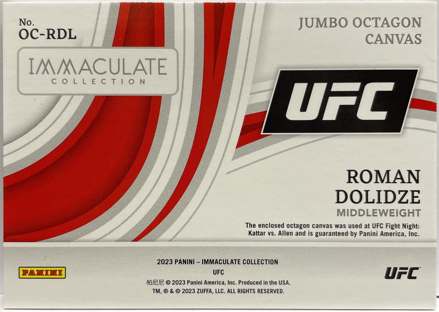Roman Dolidze 16/25 Jumbo Octagon Canvas Patch Immaculate UFC 2023