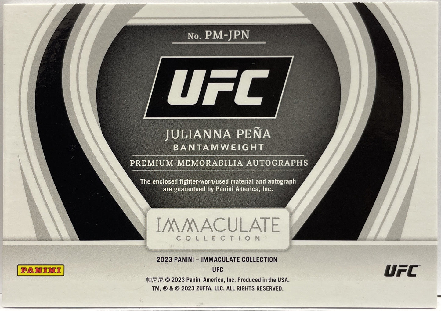Juliana Pena 86/99 Patch Autograph Immaculate UFC 2023