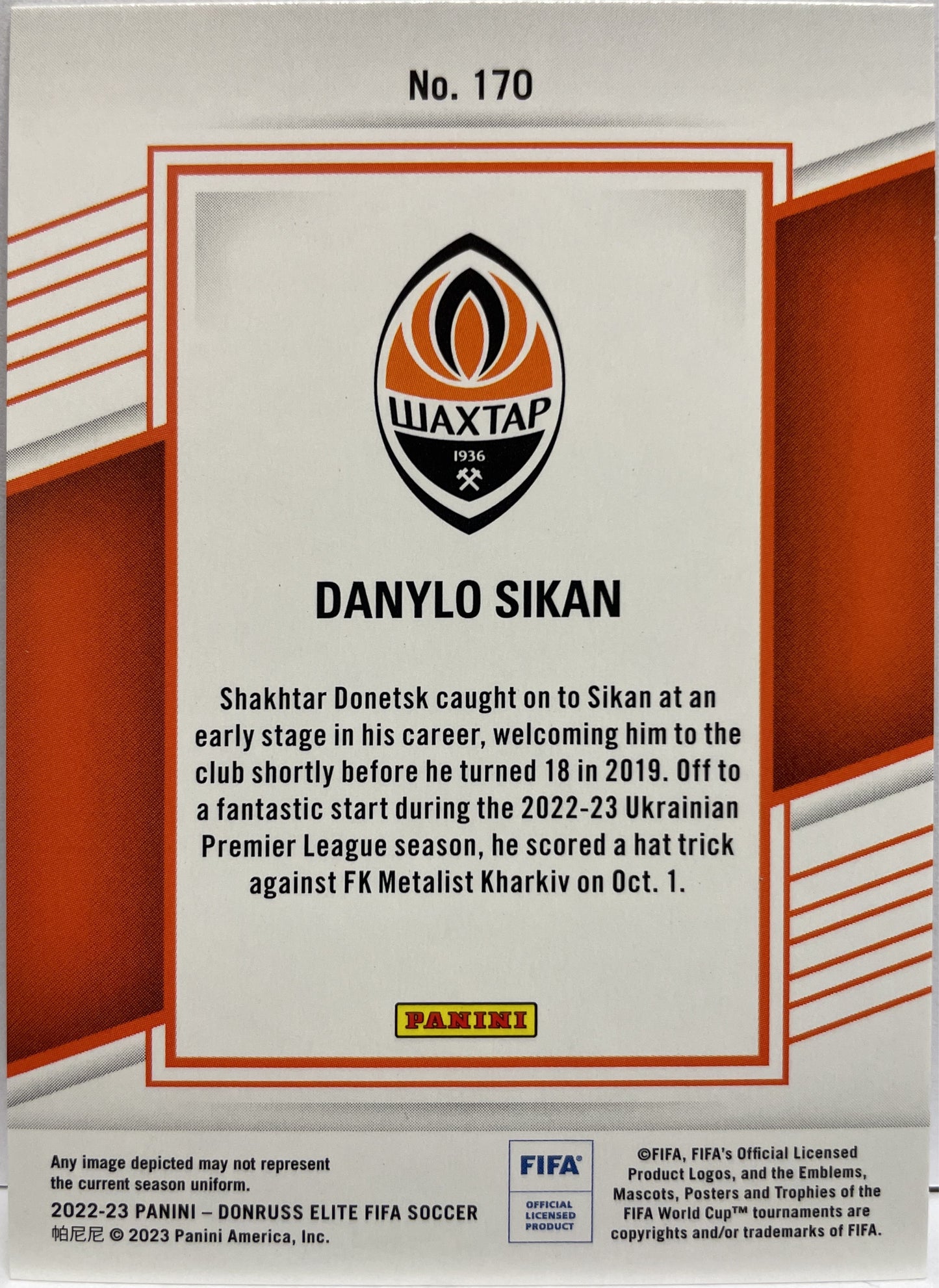 Danylo Sikan 7/15 Rookie Purple Disco Donruss Elite Fifa 2022/23