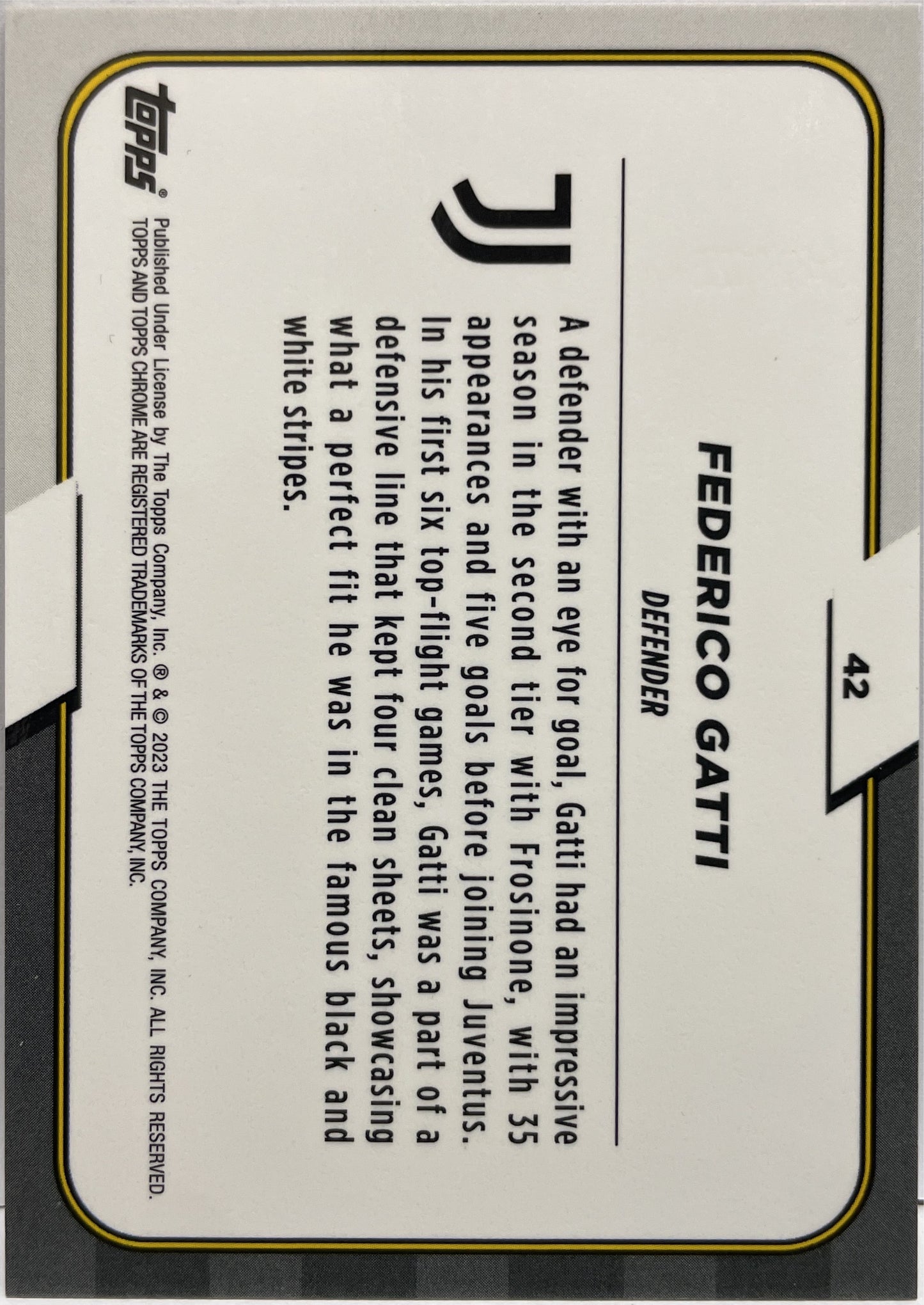 Federico Gatti 42/125 Pink Topps Chrome Juventus 2022/23