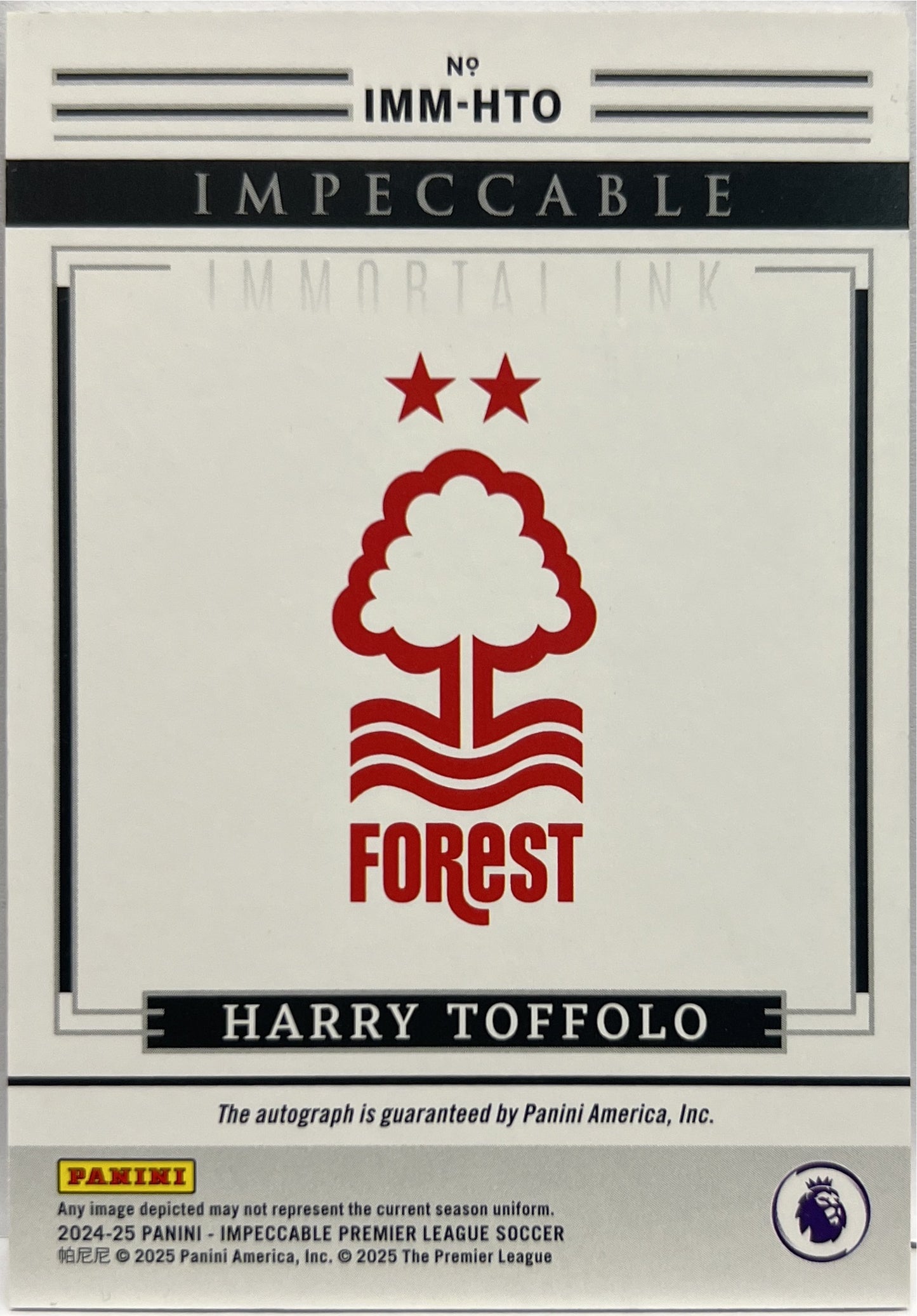 Harry Toffolo 4/10 On Card Autograph Immortal Ink Gold Impeccable Premier League 2024/25