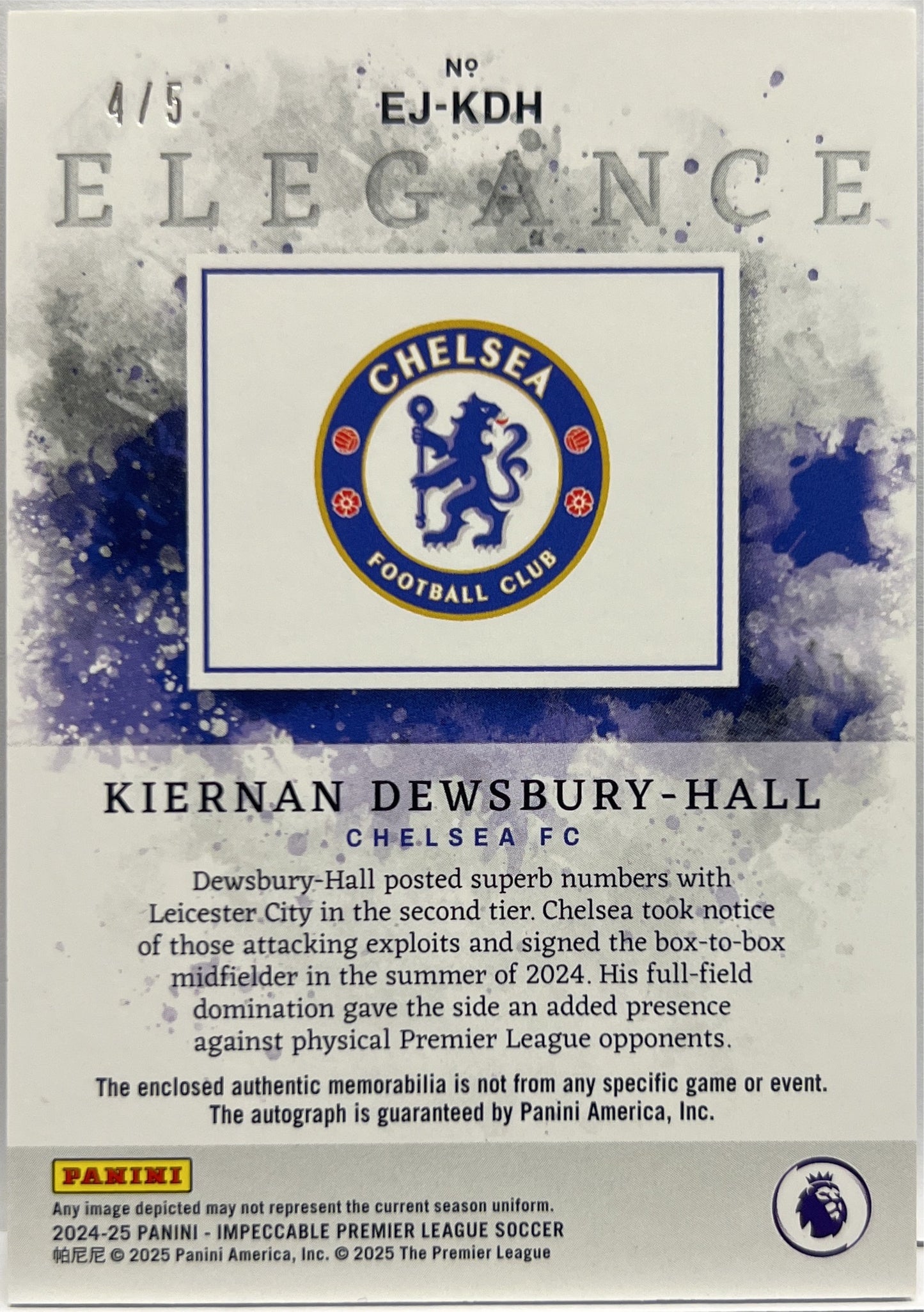 Kiernan Dewsbury Hall 4/5 Patch Autograph Elegance Jersey Emerald Impeccable Premier League 2024/25