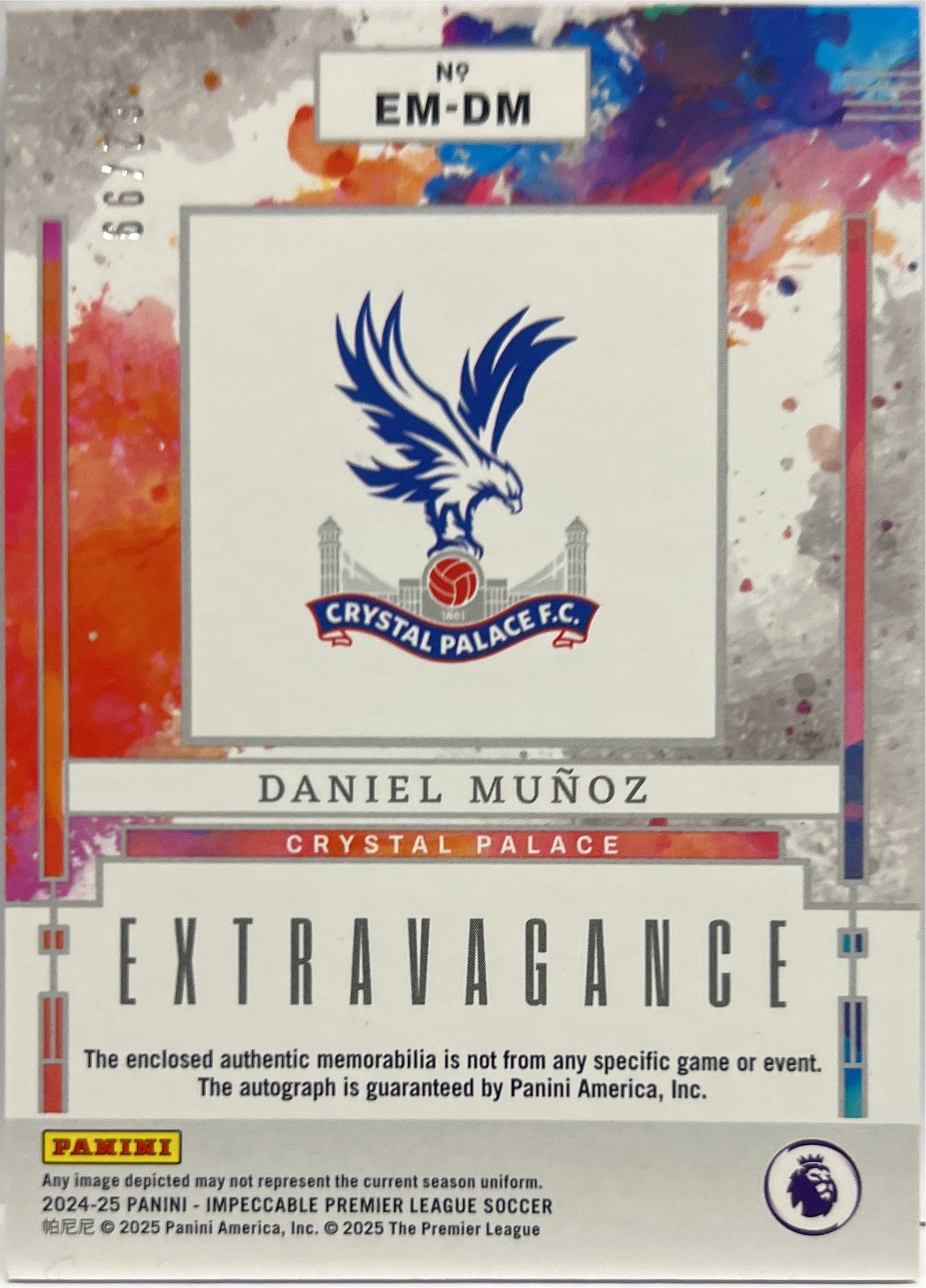 Daniel Munoz 62/99 Patch Autograph Extravagance Materials Impeccable Premier League 2024/25
