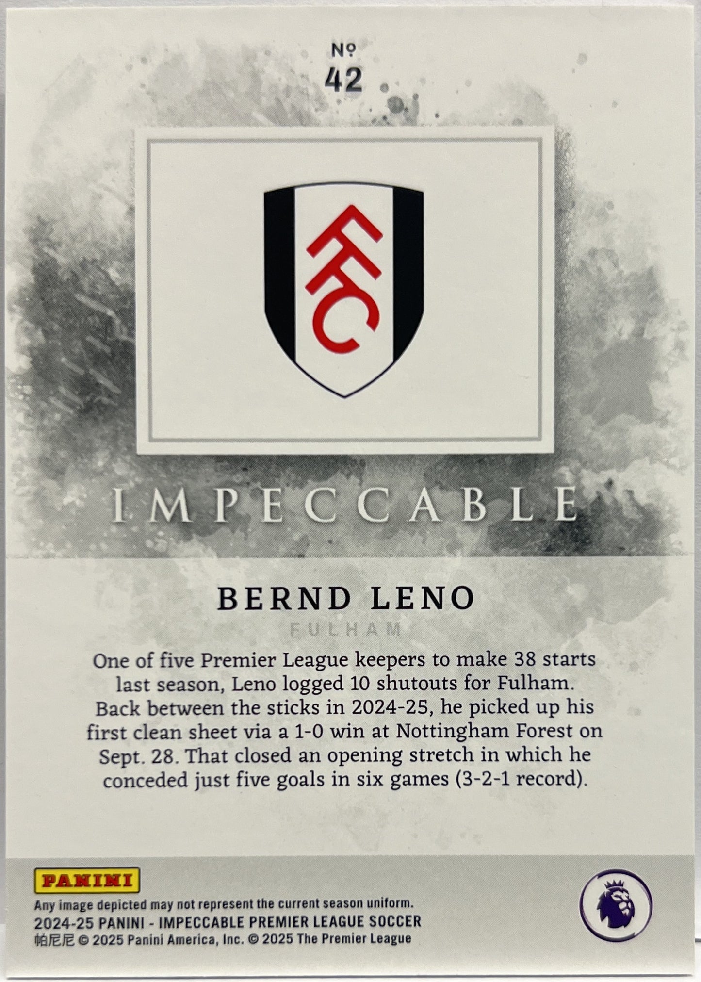 Bernd Leno 18/65 Impeccable Premier League 2024/25