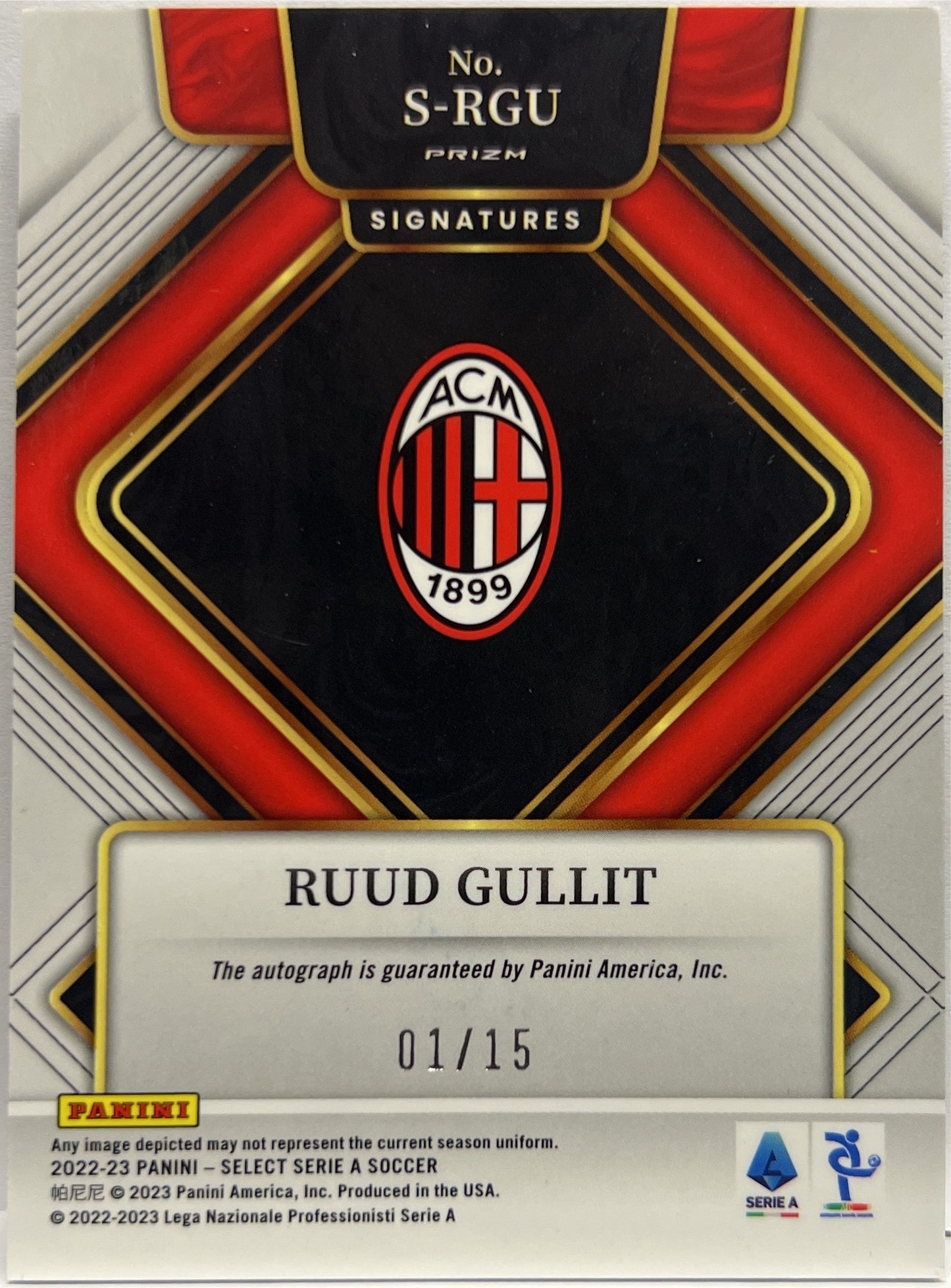 Ruud Gullit 1/15 Autograph Tie Dye Select Serie A 2022/23