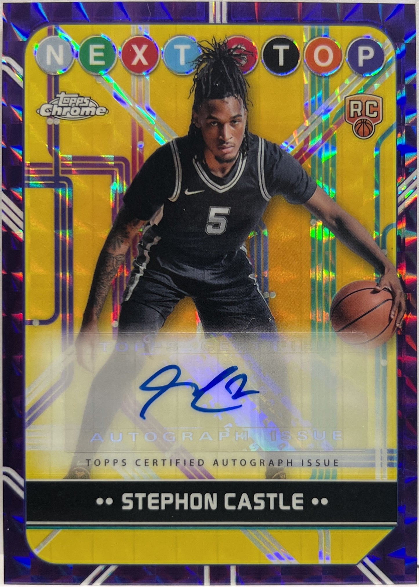 Stephon Castle Rookie Autograph Next Stop Signatures Purple Geometric Topps Chrome Basketball NBA 2024/25