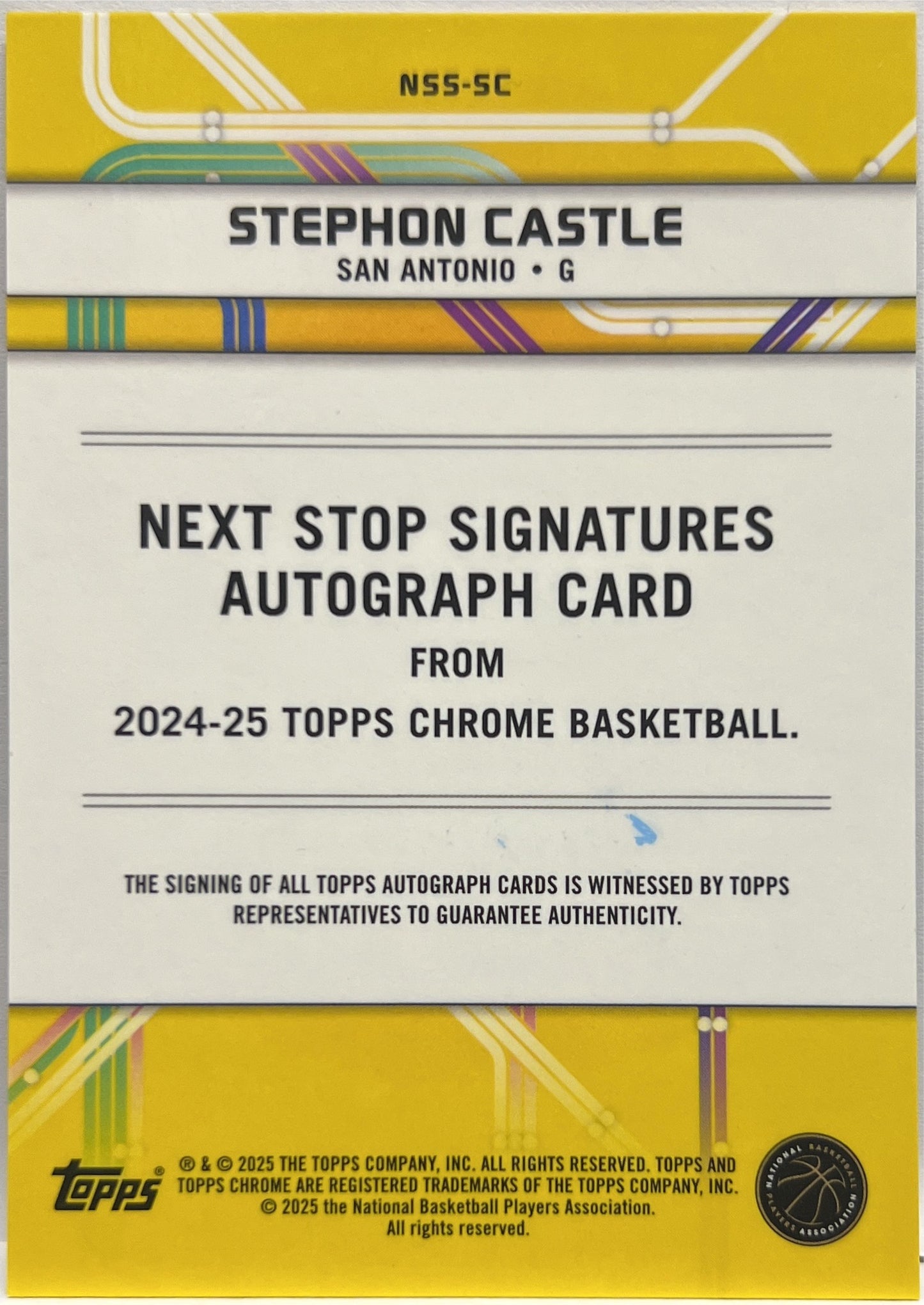 Stephon Castle Rookie Autograph Next Stop Signatures Purple Geometric Topps Chrome Basketball NBA 2024/25