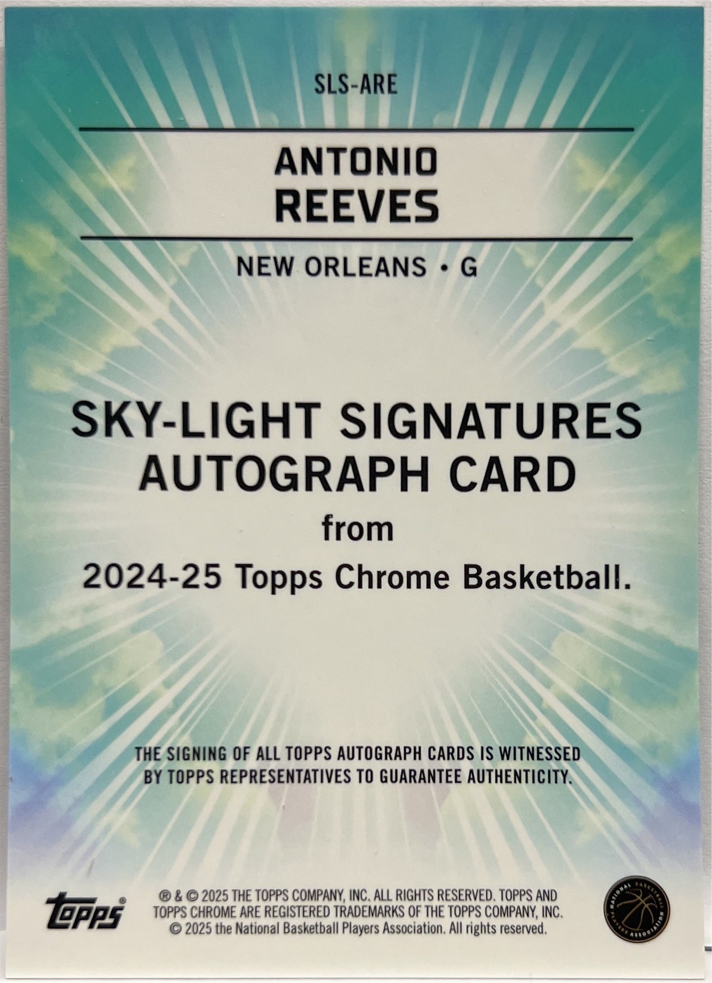 Antonio Reeves Rookie Autograph Sky Light Signatures Purple Geometric Topps Chrome Basketball NBA 2024/25
