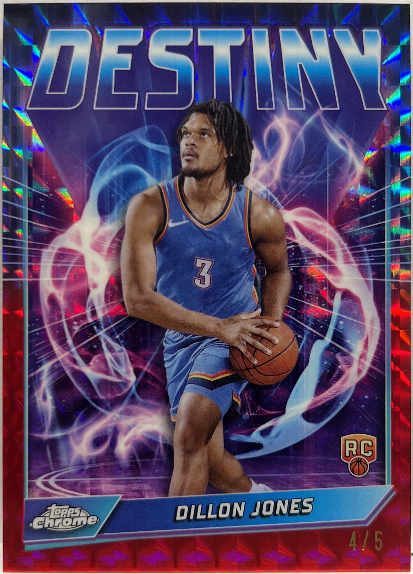 Dillion Jones 4/5 Rookie Destiny Red Geometric Topps Chrome Basketball NBA 2024/25
