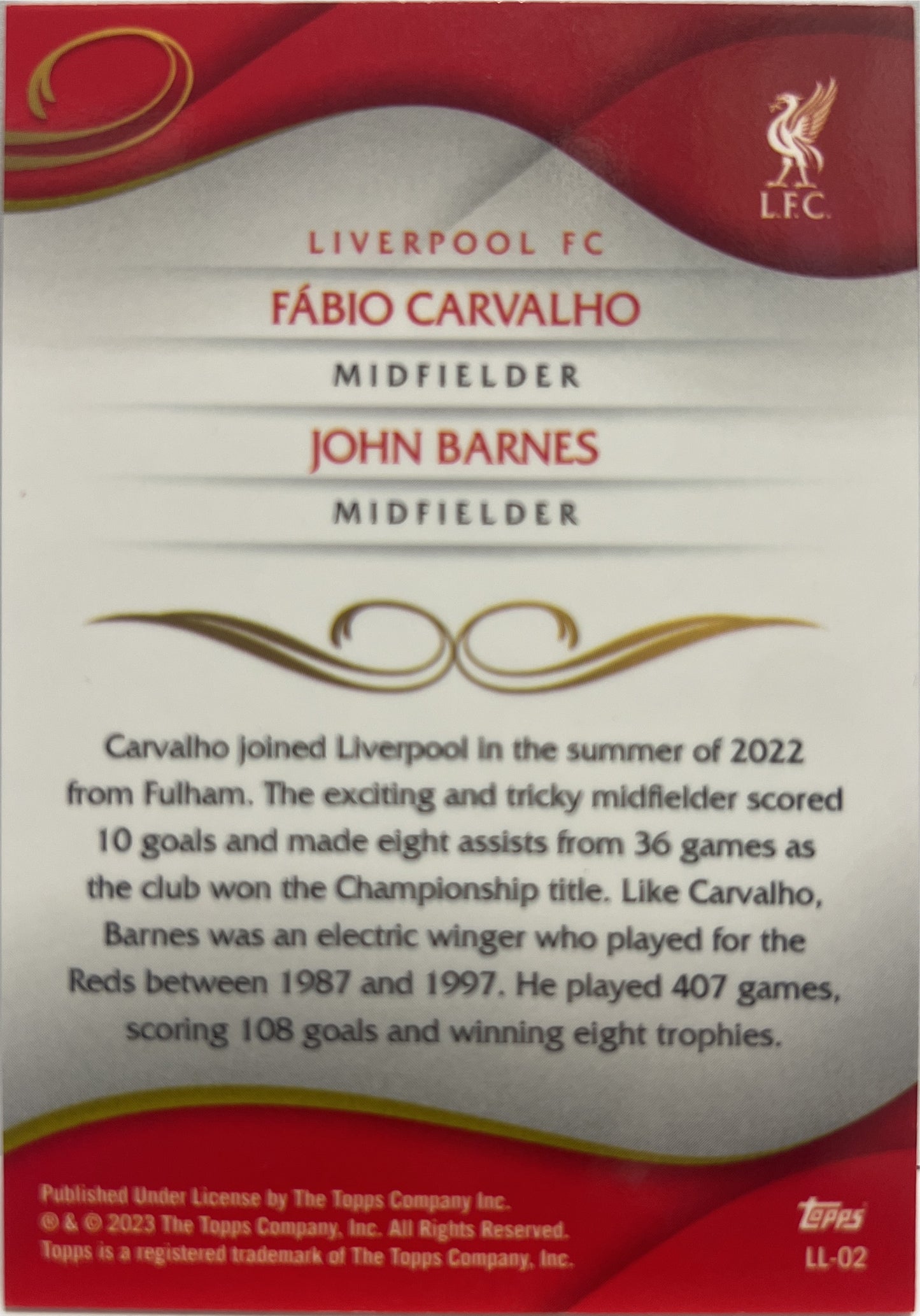 Fabio Carvalho & John Barnes Topps Lineage Liverpool 2022/23