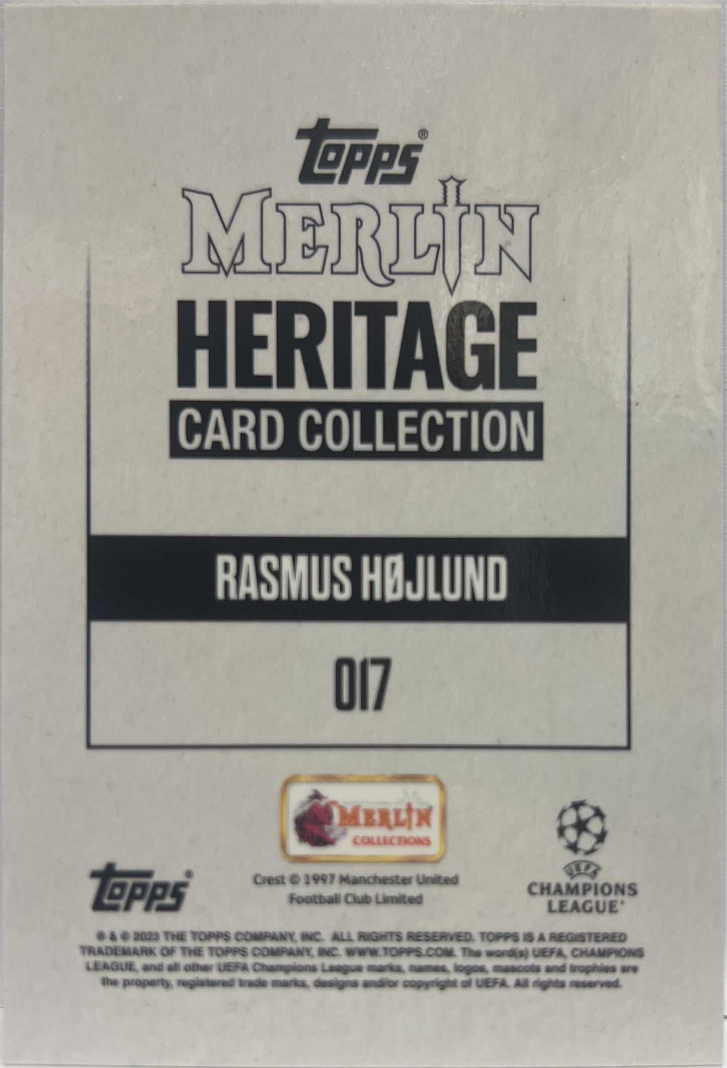 Rasmus Hojlund 6/25 Autograph Topps Merlin Heritage 2023/24
