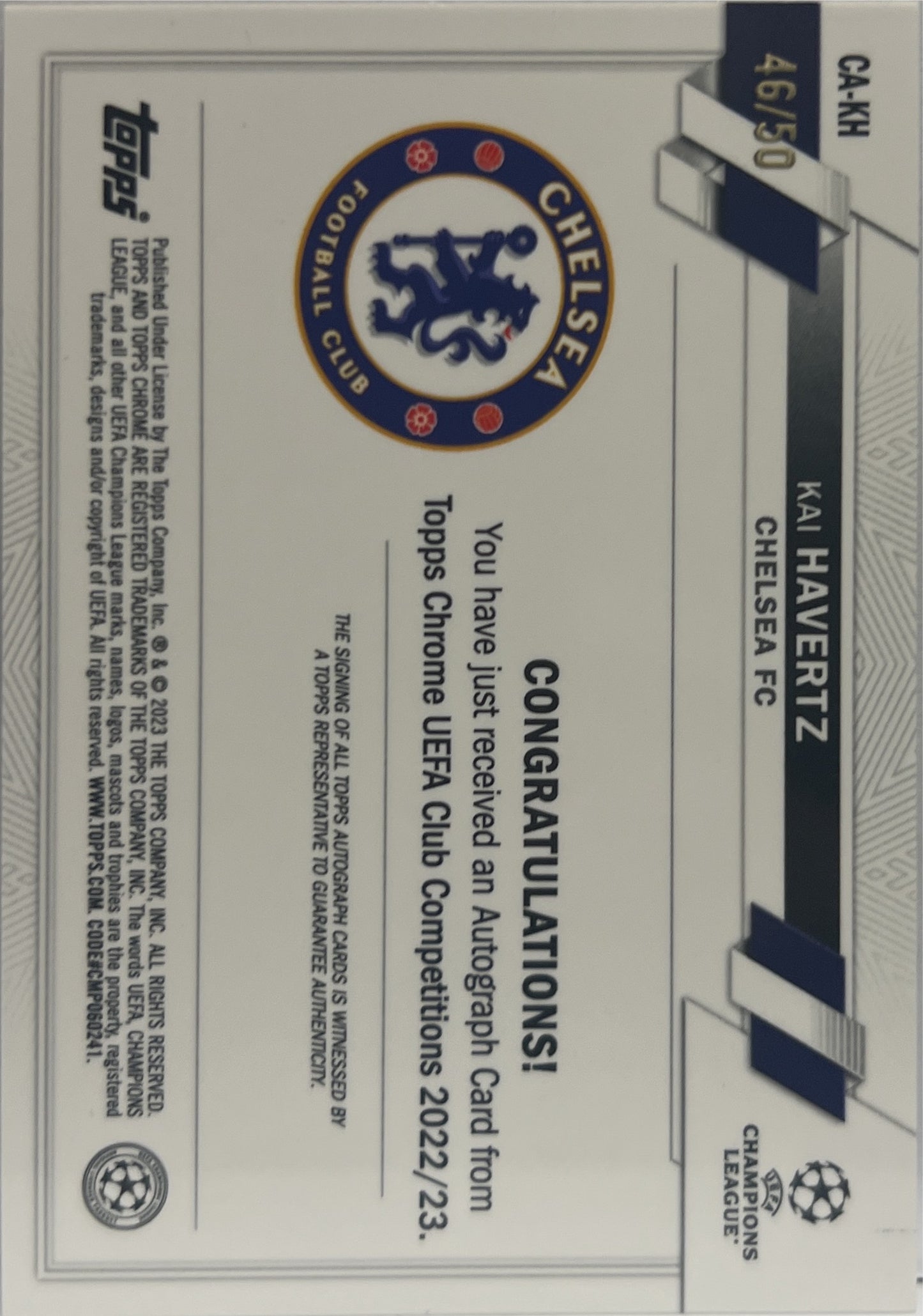 Kai Havertz 46/50 Autograph Gold Topps Chrome UCC 2022/23