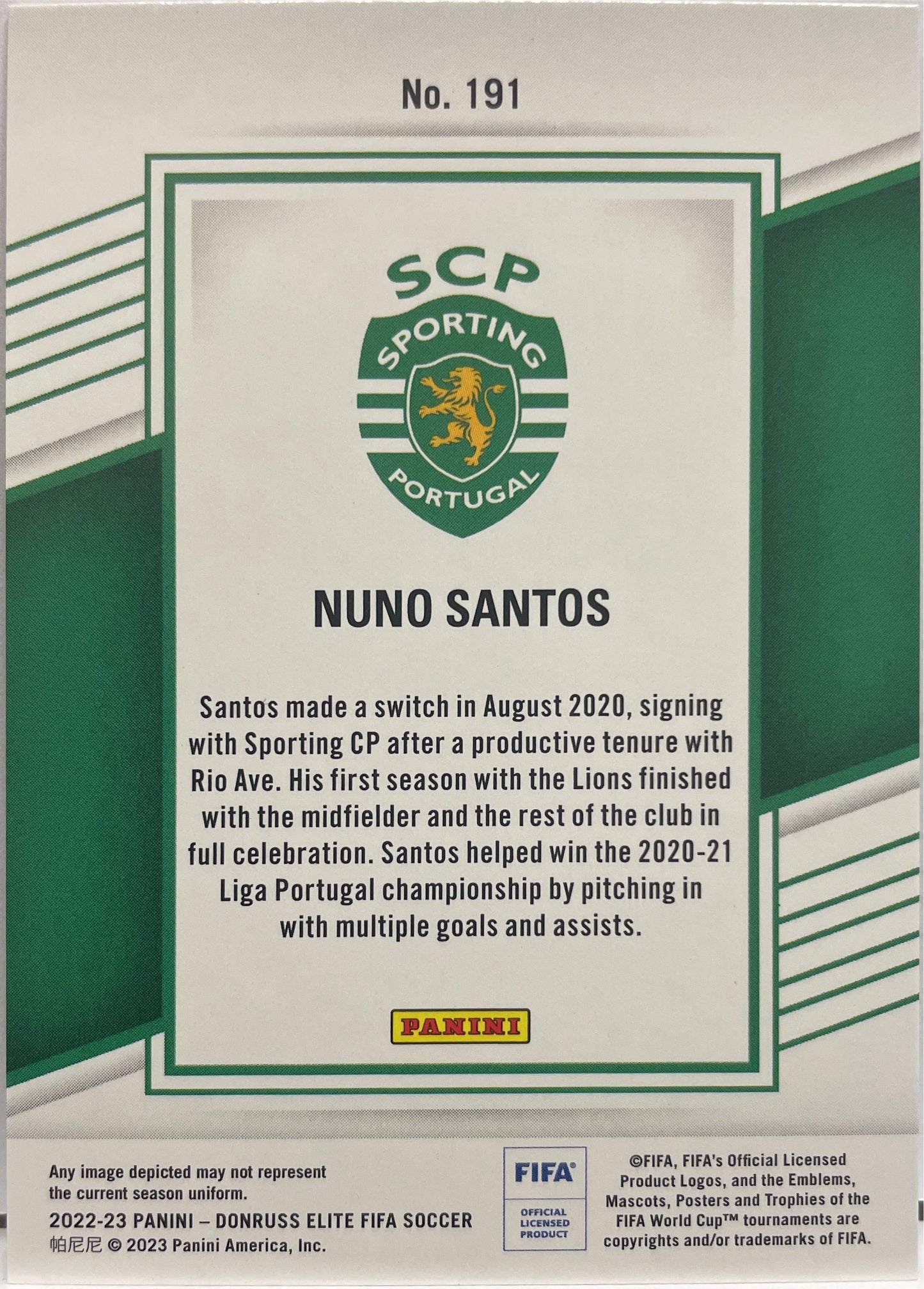 Nuno Santos 5/5 Rookie Green Disco Donruss Elite Fifa 2022/23