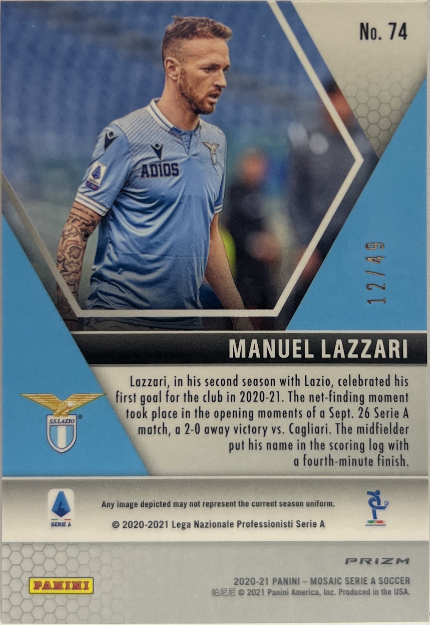 Manuel Lazzari 12/49 Purple Mosaic Serie A 2020/21