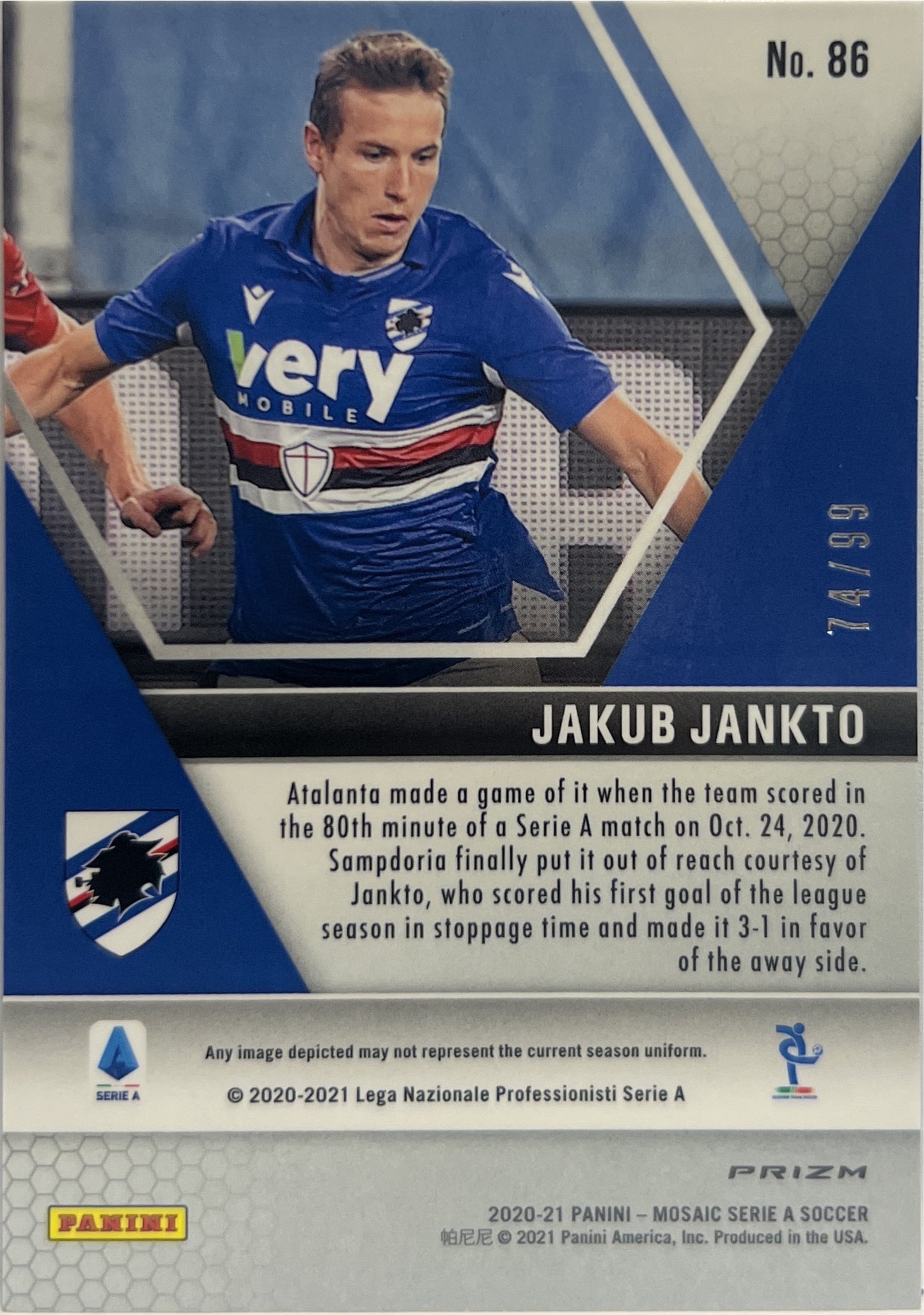 Jakub Jankto 74/99 Blue Mosaic Serie A 2020/21