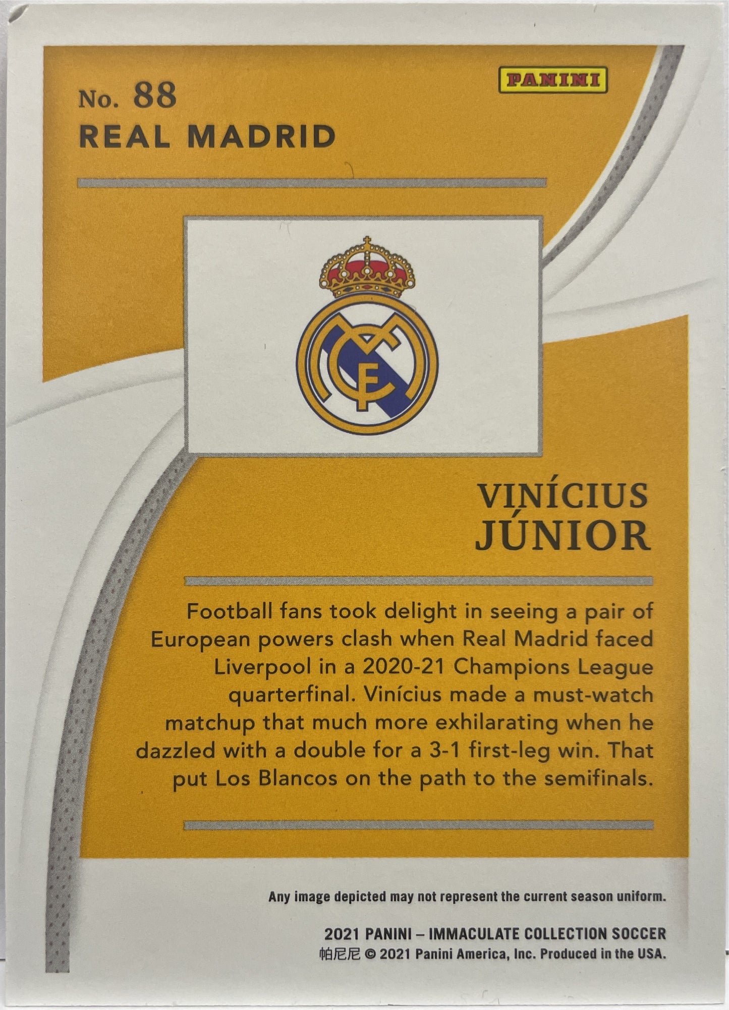 Vinicius Jr 32/49 Panini Immaculate Collection 2021