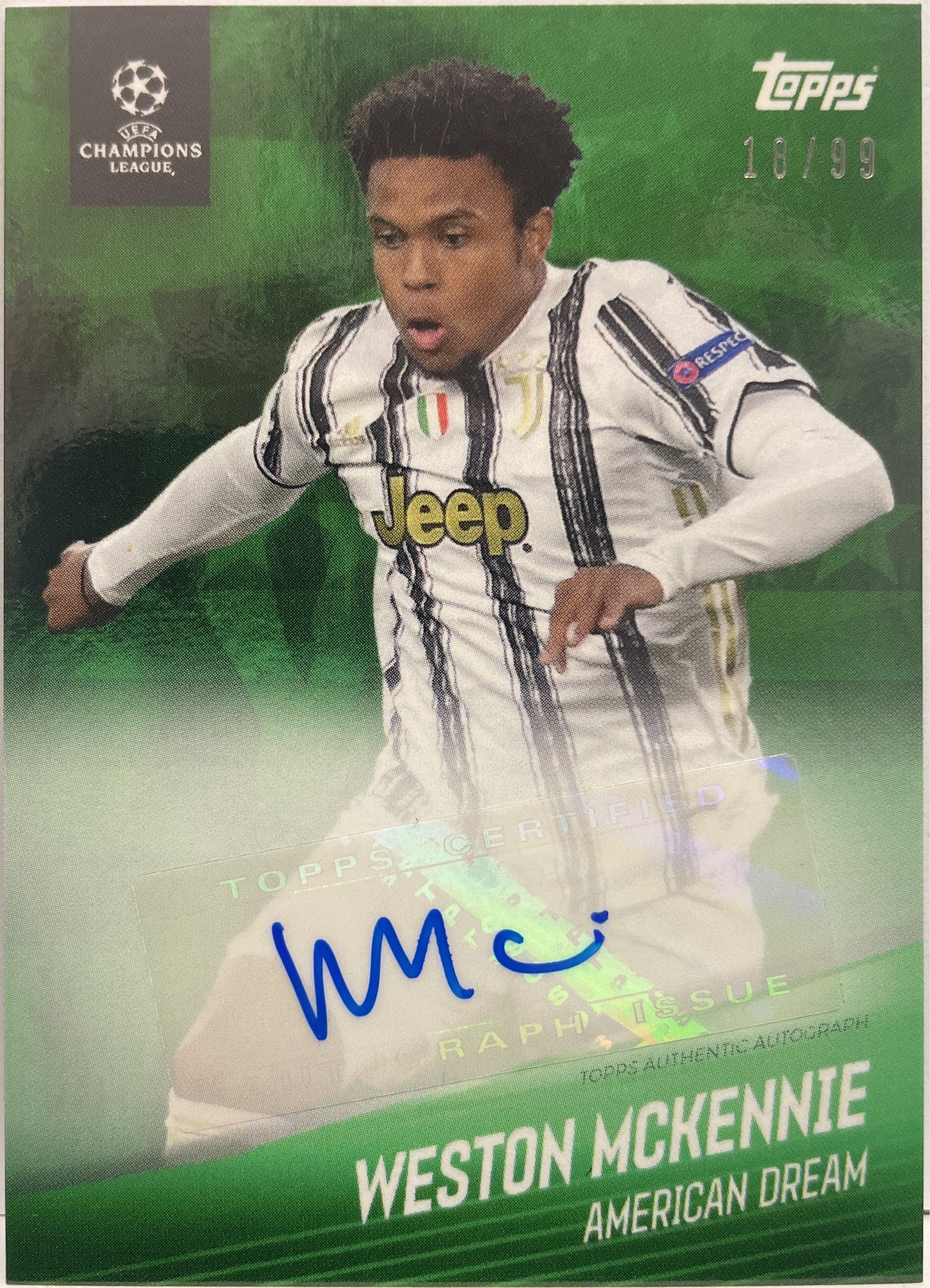 Weston McKennie 18/99 Autograph American Dream Topps 2020/21