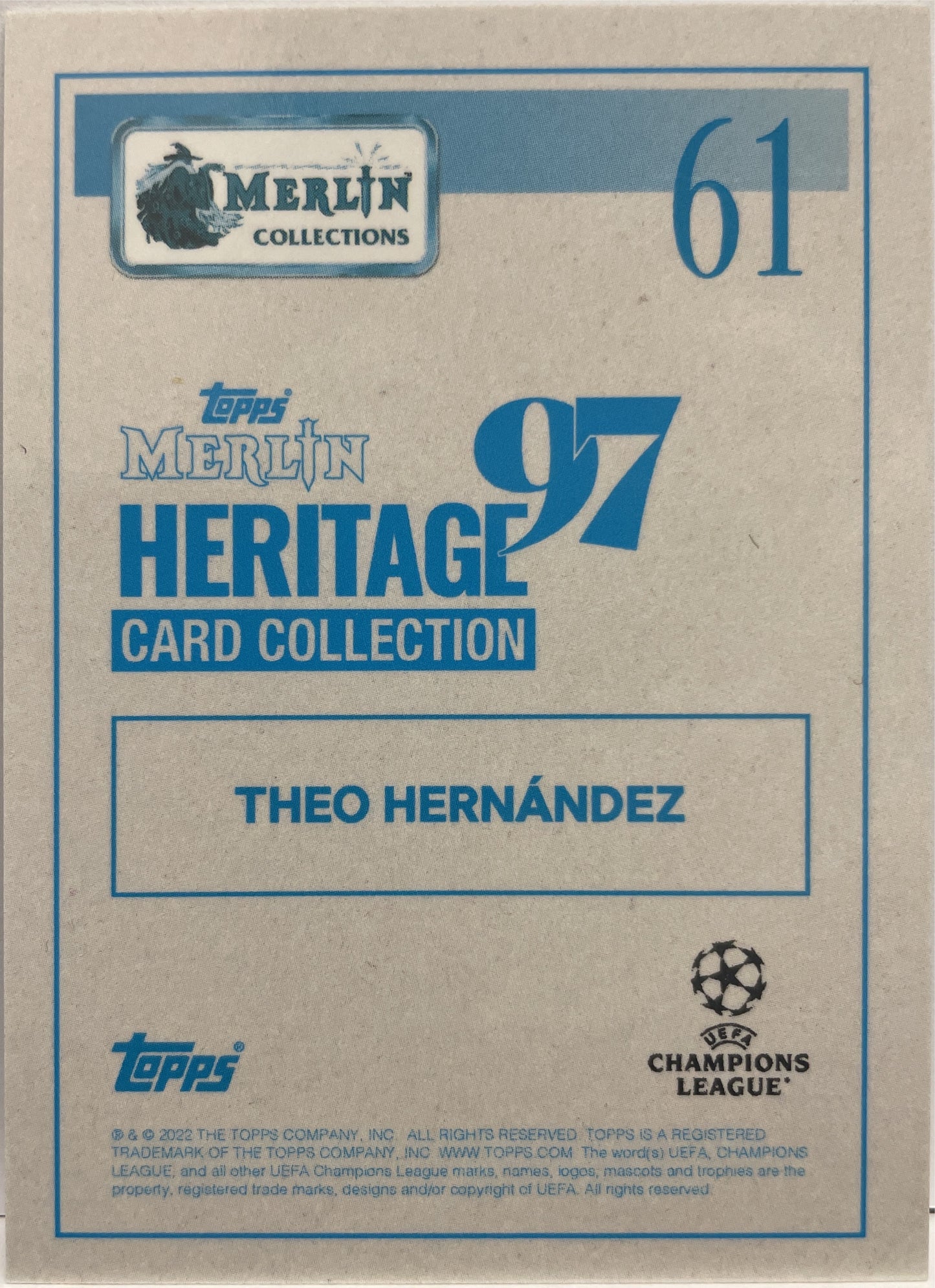 Theo Hernandez 3/25 Topps Merlin Heritage 97