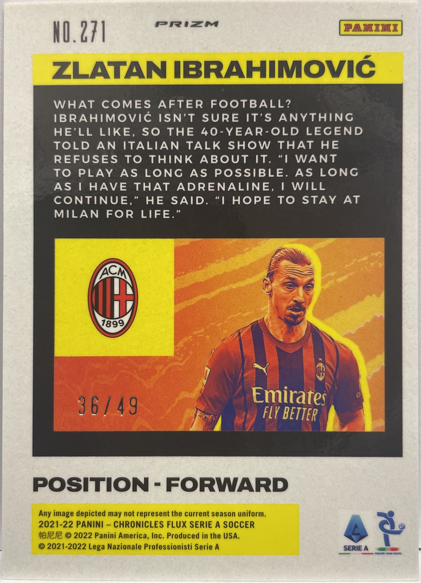 Zlatan Ibrahimovic 36/49 Flux Blue Chronicles 2021/22