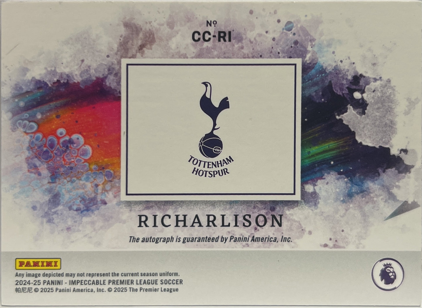 Richarlison 92/99 Autograph On Card Canvas Creations Impeccable Premier League 2024/25
