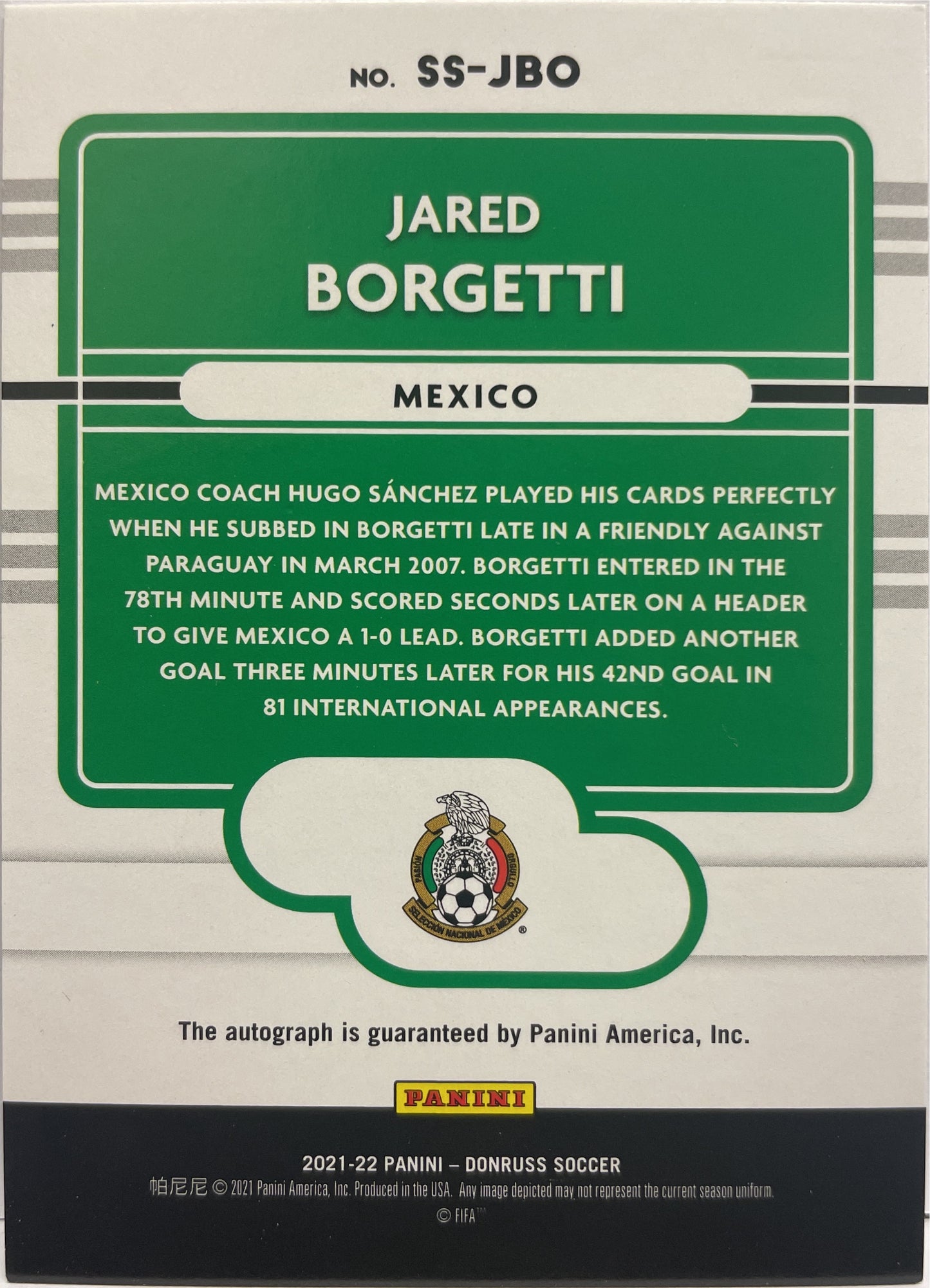 Jared Borgetti Autograph Signature Series Donruss Fifa 2021/22