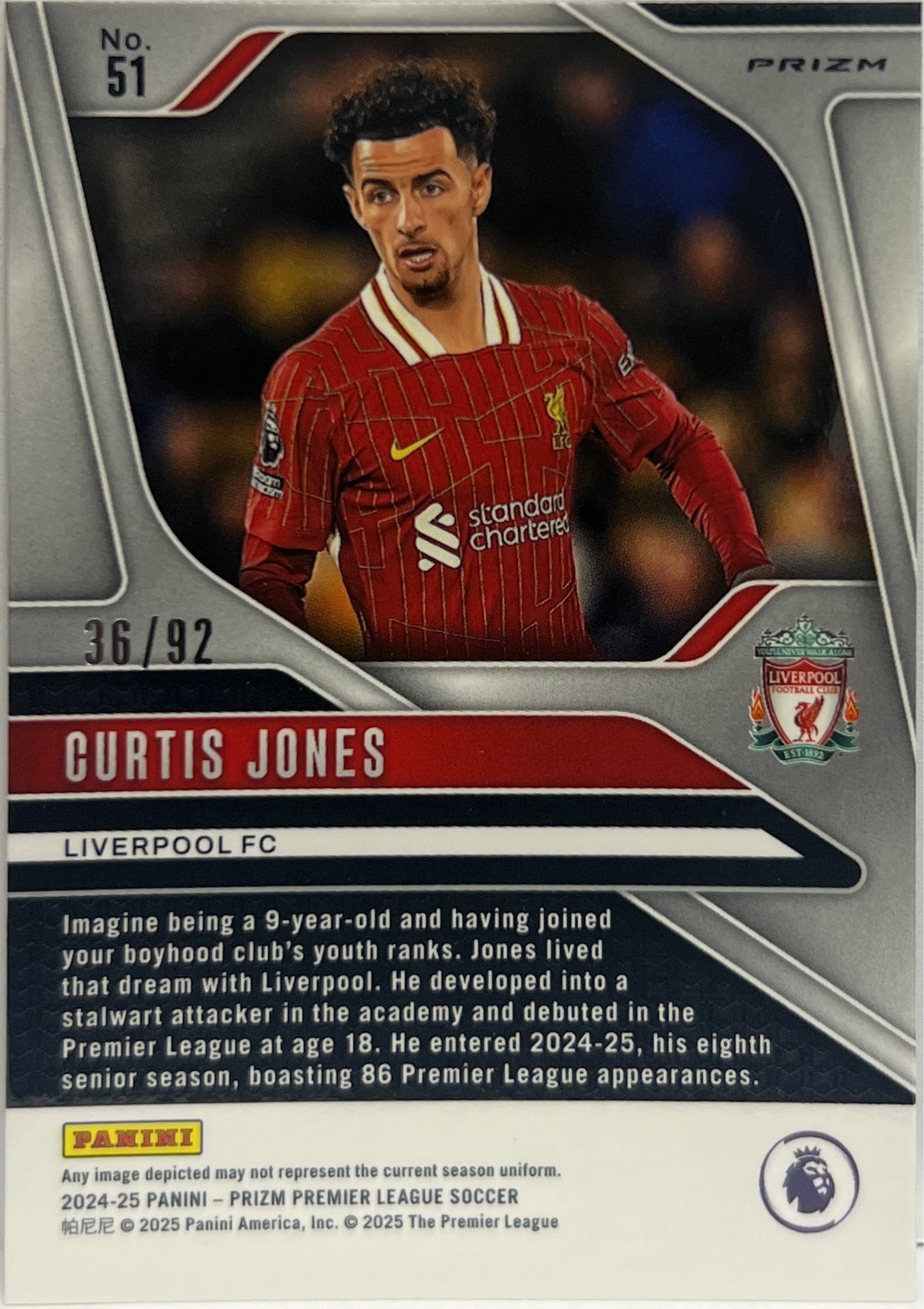Curtis Jones 36/92 Prizm Premier League 2024/25