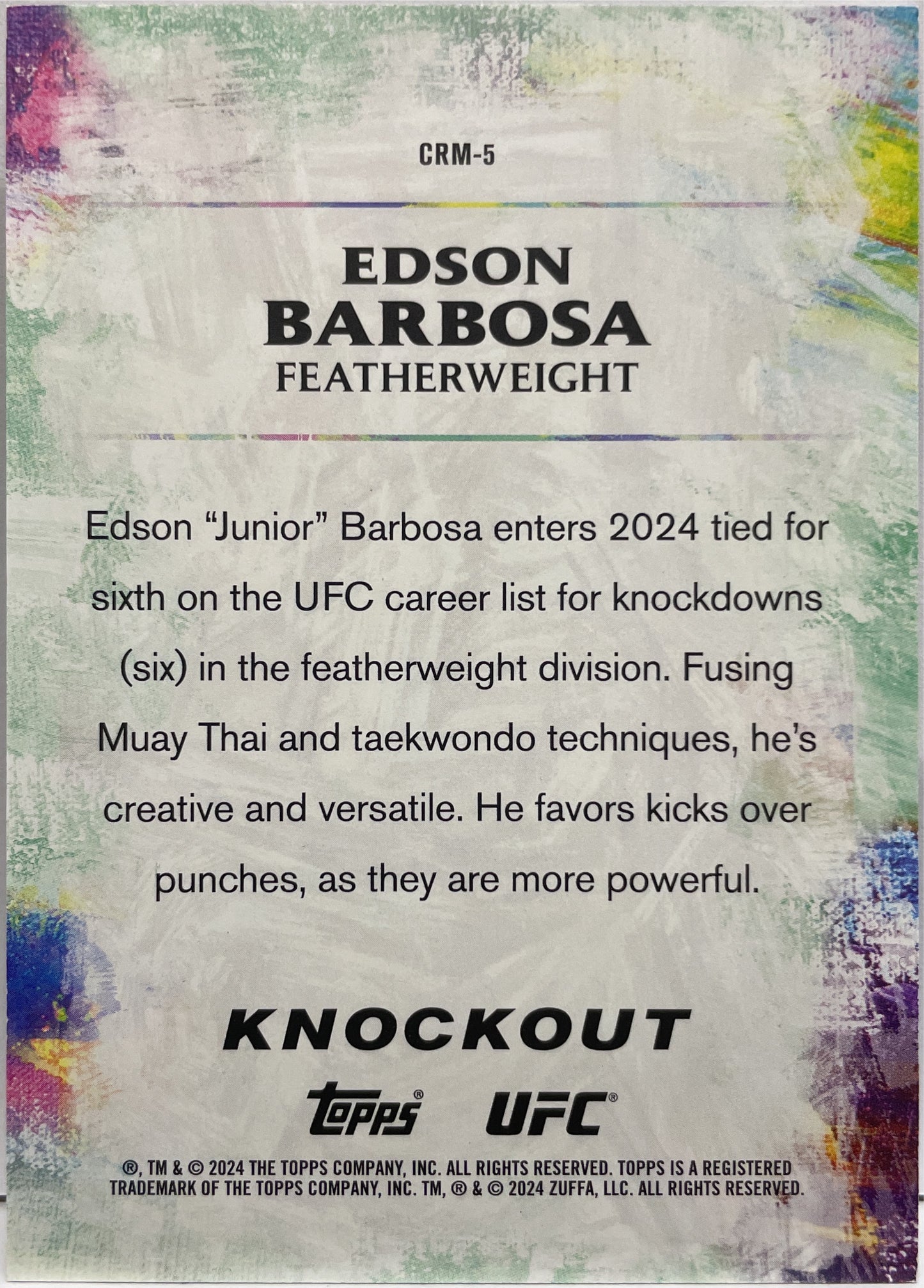 Edson Barbosa 29/99 Craftmasters Purple Topps Knockout UFC 2024