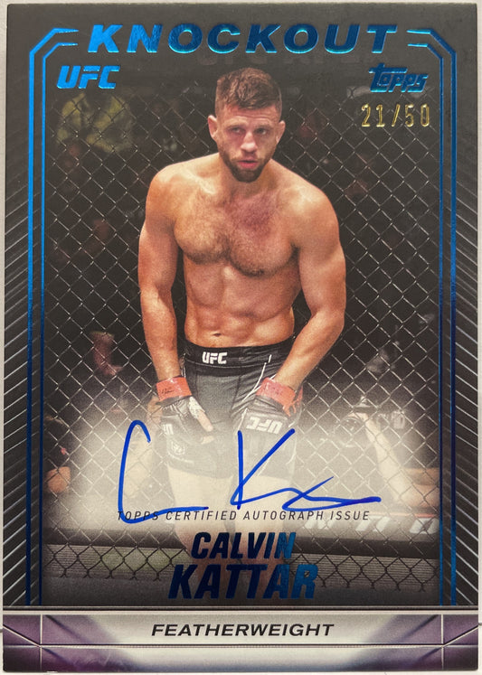 Calvin Kattar 21/50 Autograph Blue Topps Knockout UFC 2024