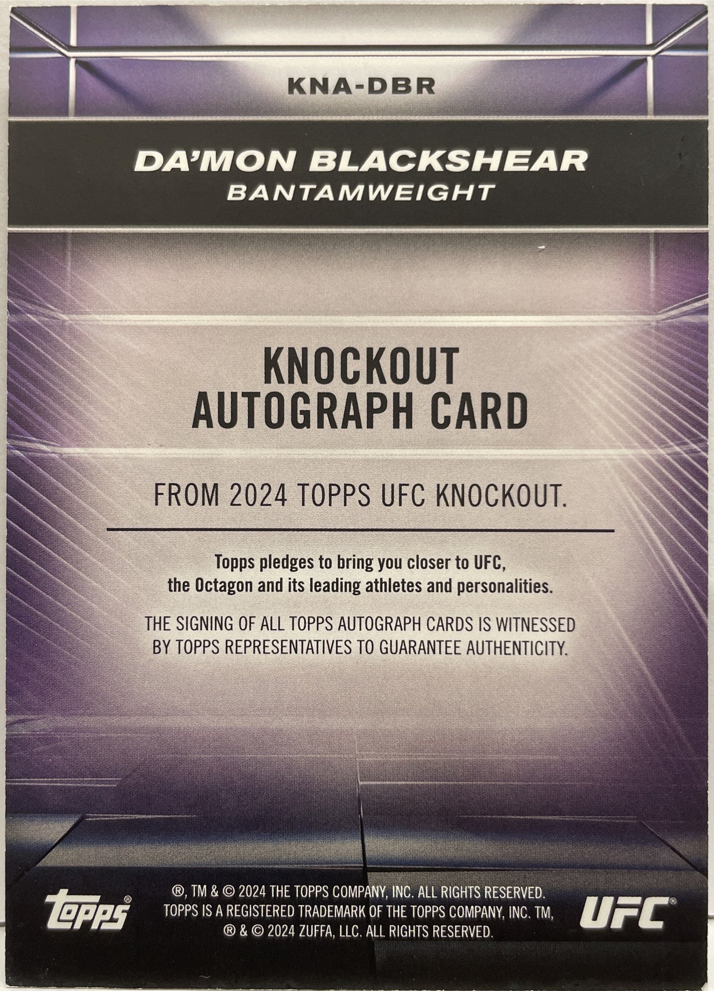 Da'Mon Blackshear Rookie Autograph Topps Knockout UFC 2024