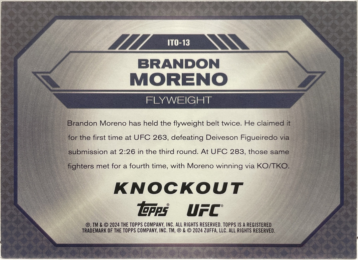 Brandon Moreno 94/99 Purple Topps Knockout UFC 2024