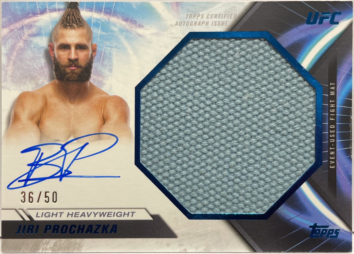 Jiri Prochazka 36/50 Autograph Jumbo Fight Mat Relics Blue Topps Knockout UFC 2024