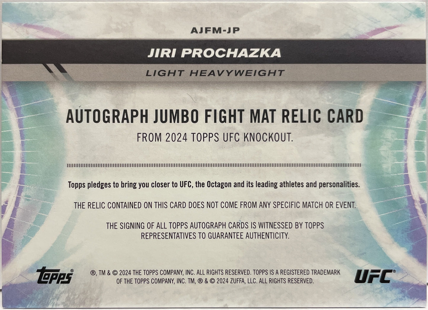 Jiri Prochazka 36/50 Autograph Jumbo Fight Mat Relics Blue Topps Knockout UFC 2024
