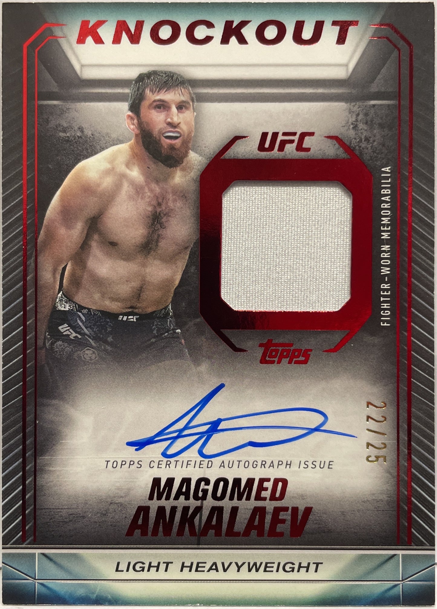 Magomed Ankalaev 22/25 Patch Autograph Relic Fight Worn Memorabilia Red Topps Knockout UFC 2024