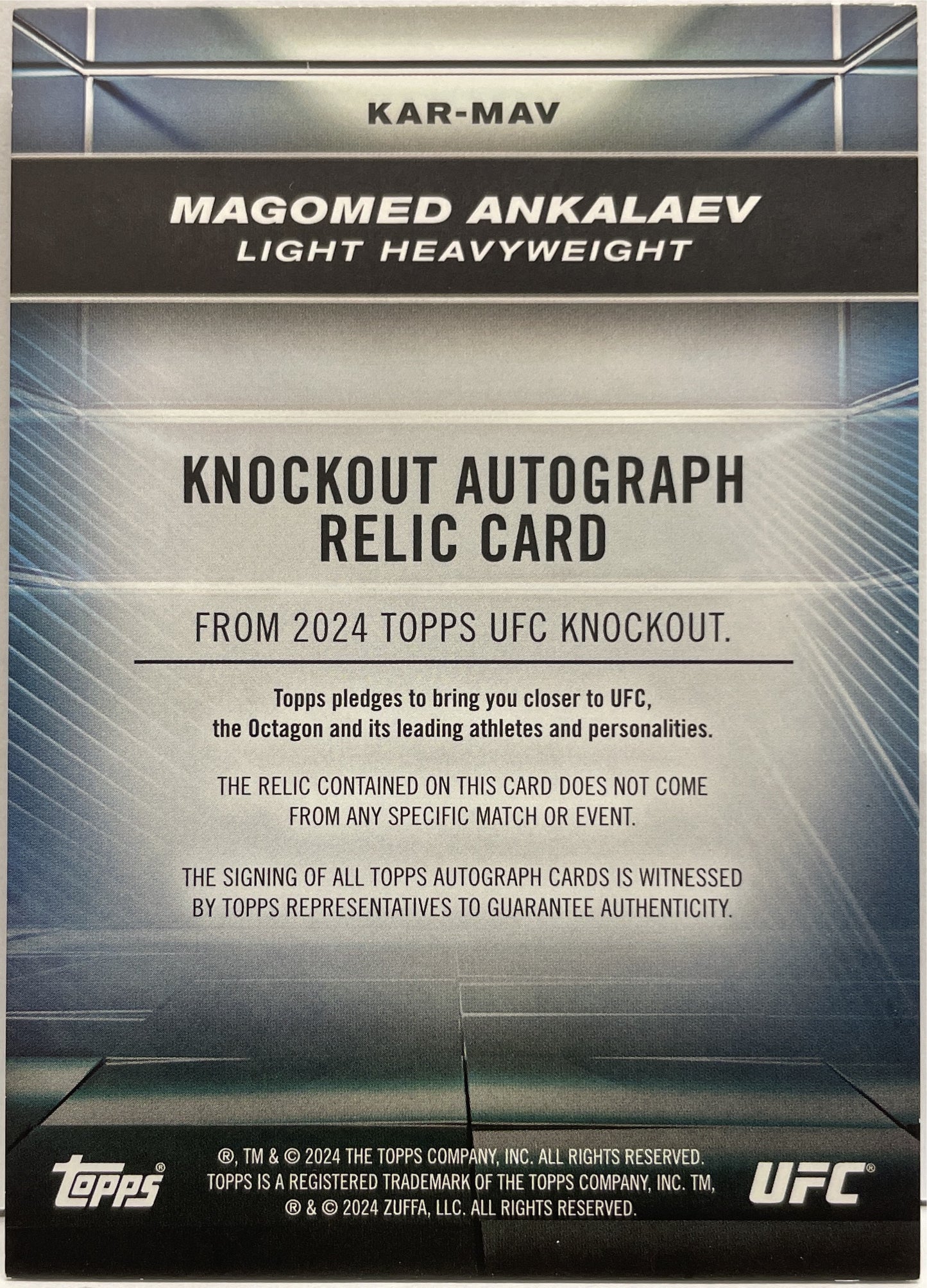 Magomed Ankalaev 22/25 Patch Autograph Relic Fight Worn Memorabilia Red Topps Knockout UFC 2024