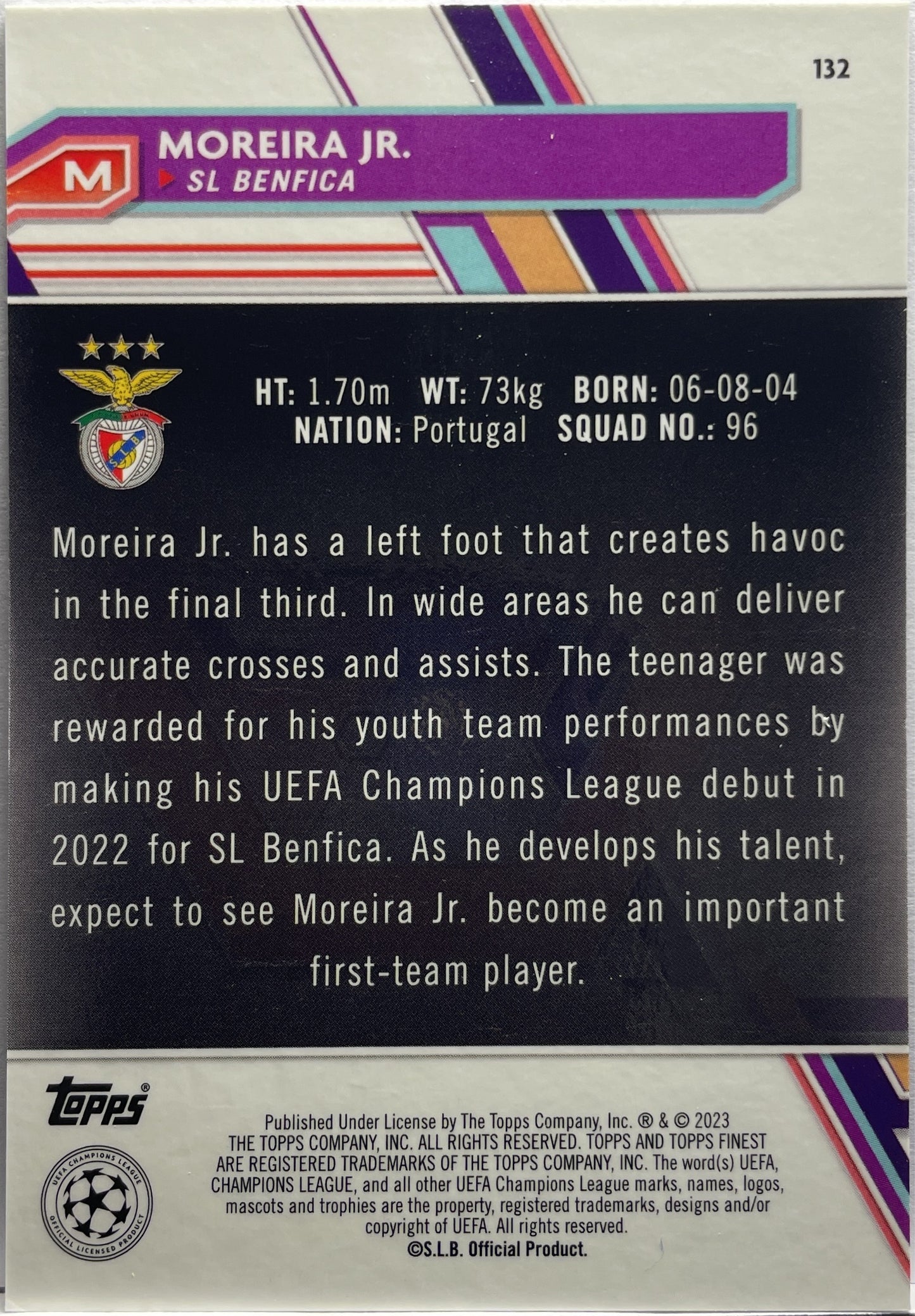 Moreira Jr 187/199 Rookie Purple Shimmer Topps Finest UCC 2022/23