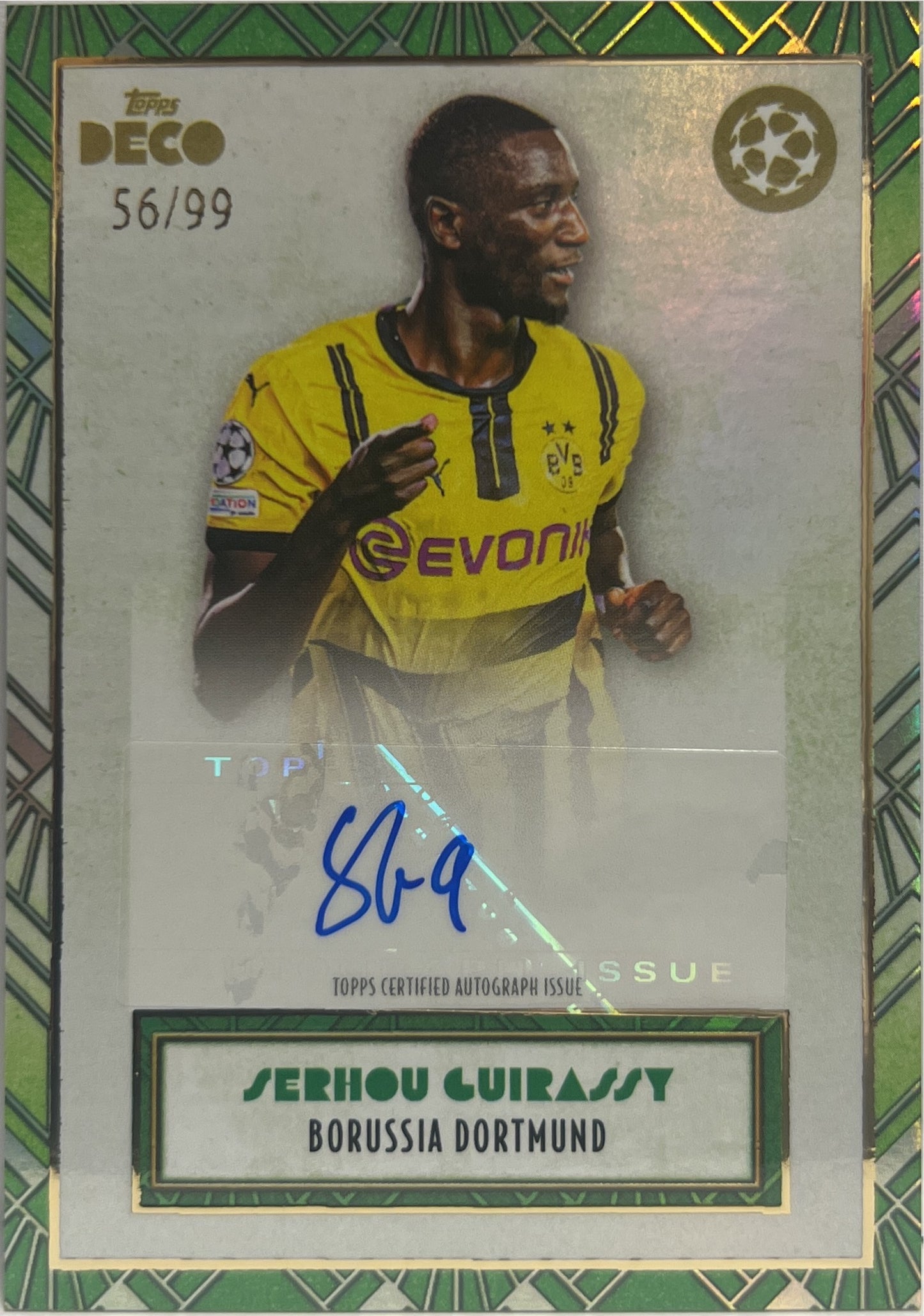 Serhou Guirassy 56/99 Autograph Green Topps Deco UCC 2024/25