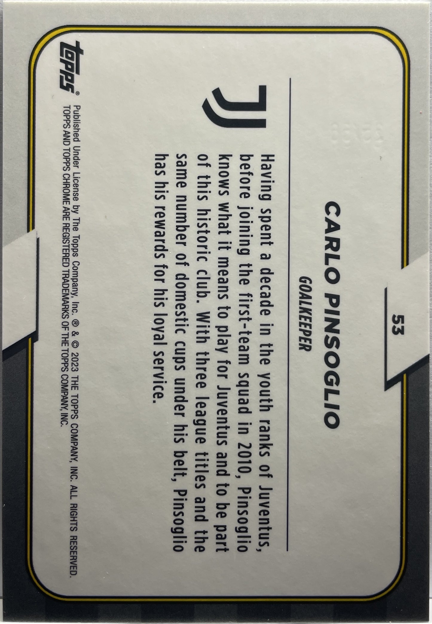 Carlo Pinsoglio 4/50 Gold Topps Chrome Juventus 2022/23