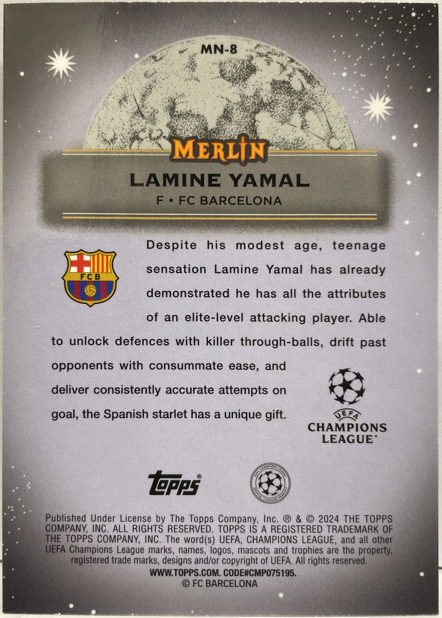 Lamine Yamal Rookie Mystic Nights Topps Chrome Merlin 2023/24