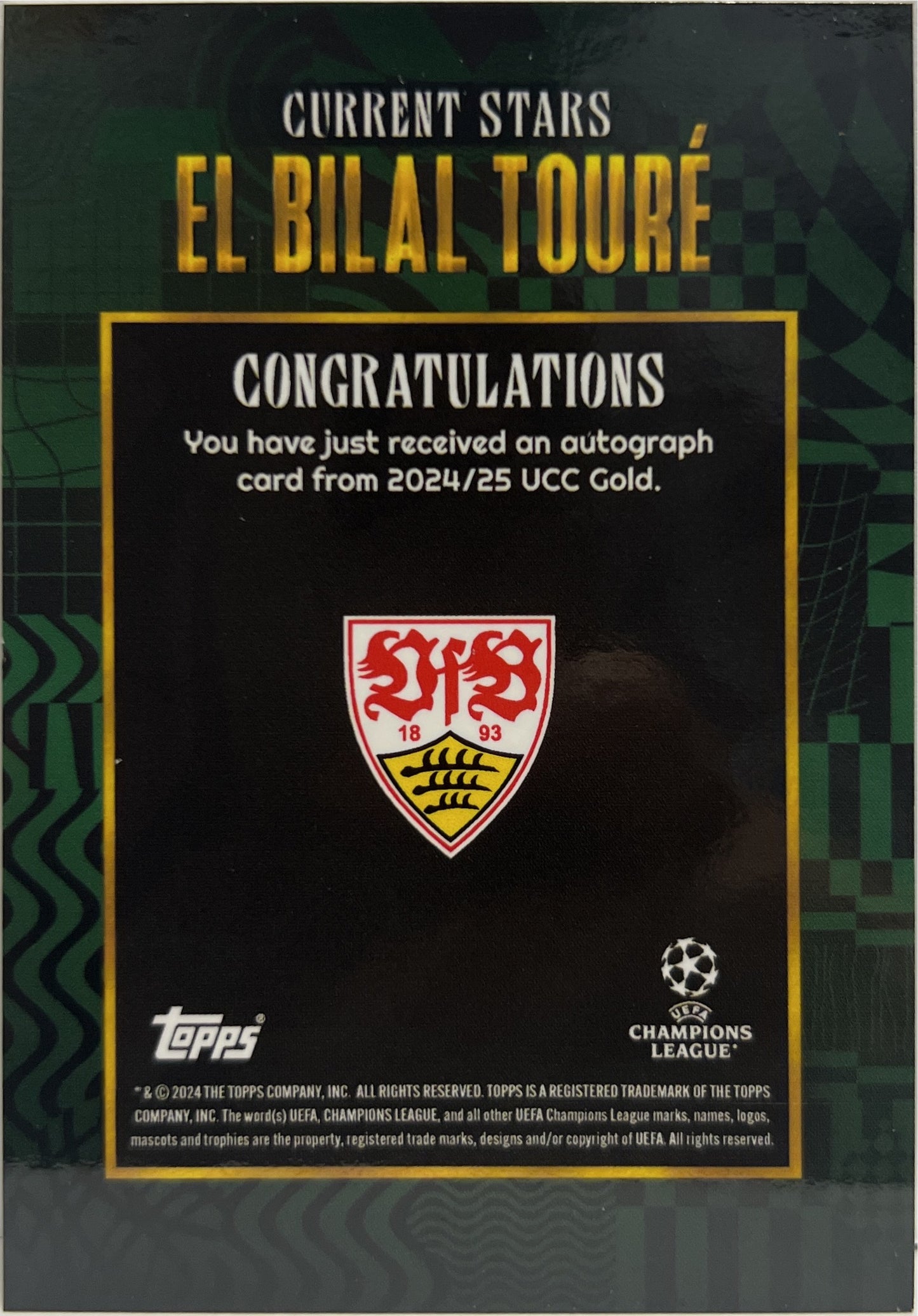 El Bilal Toure 24/99 Autograph Topps Gold 2024/25