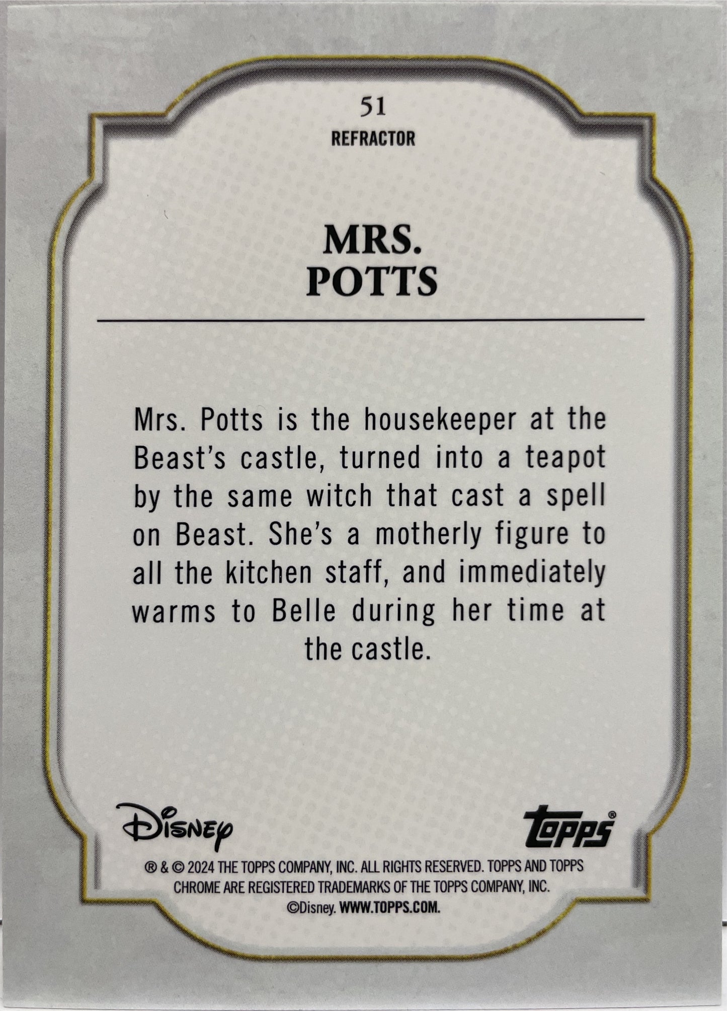 Mrs Potts Refractor Topps Chrome Disney 2024