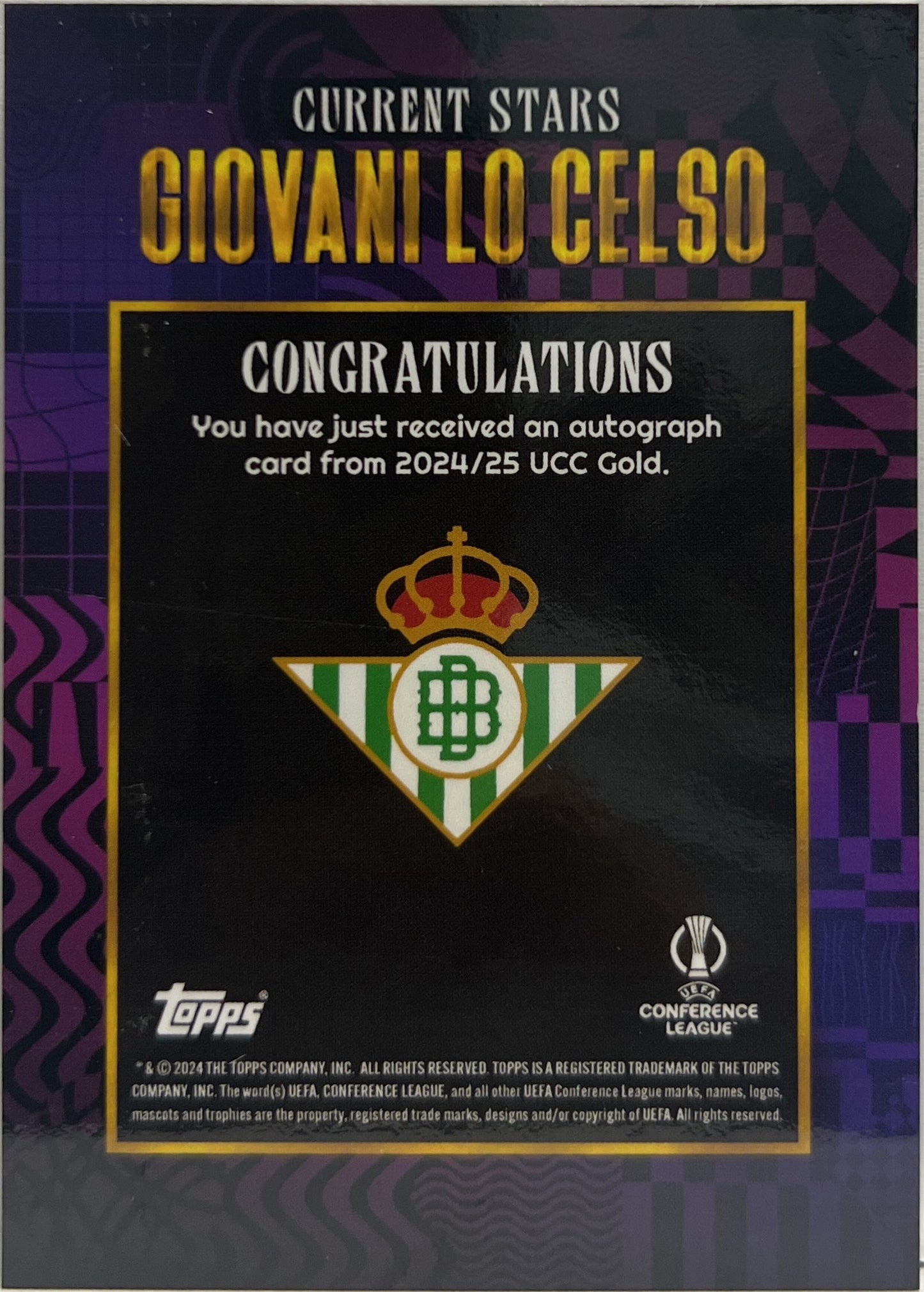 Giovanni Lo Celso Autograph Topps Gold 2024/25