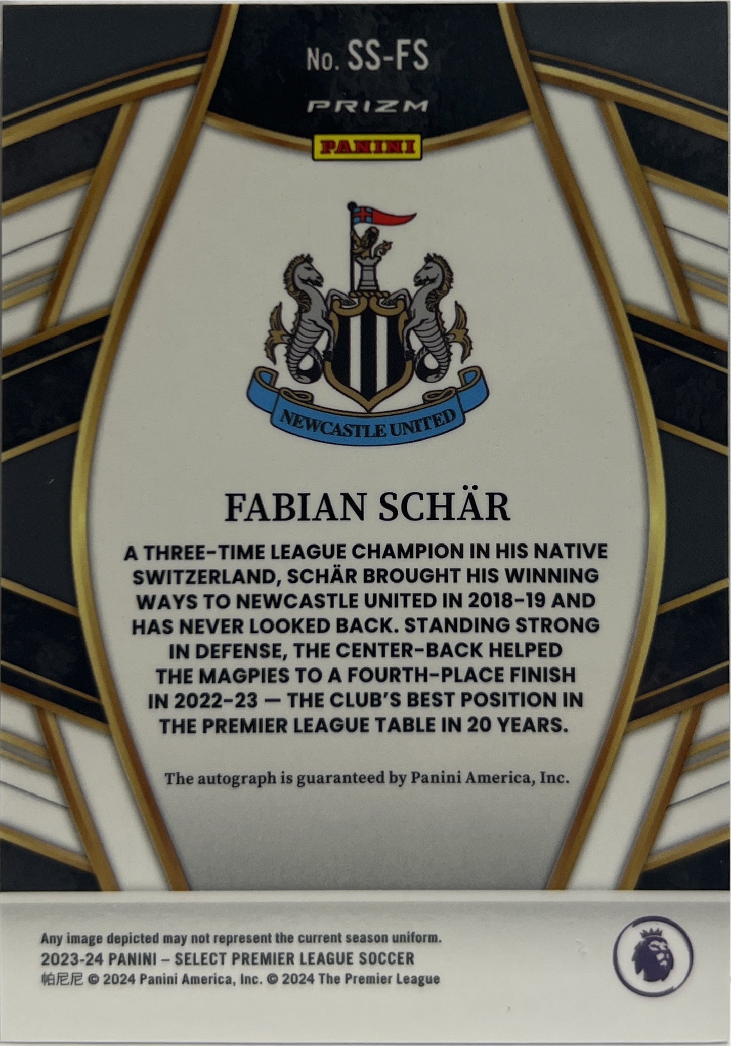 Fabian Schar Autograph Signature Select Premier League 2023/24