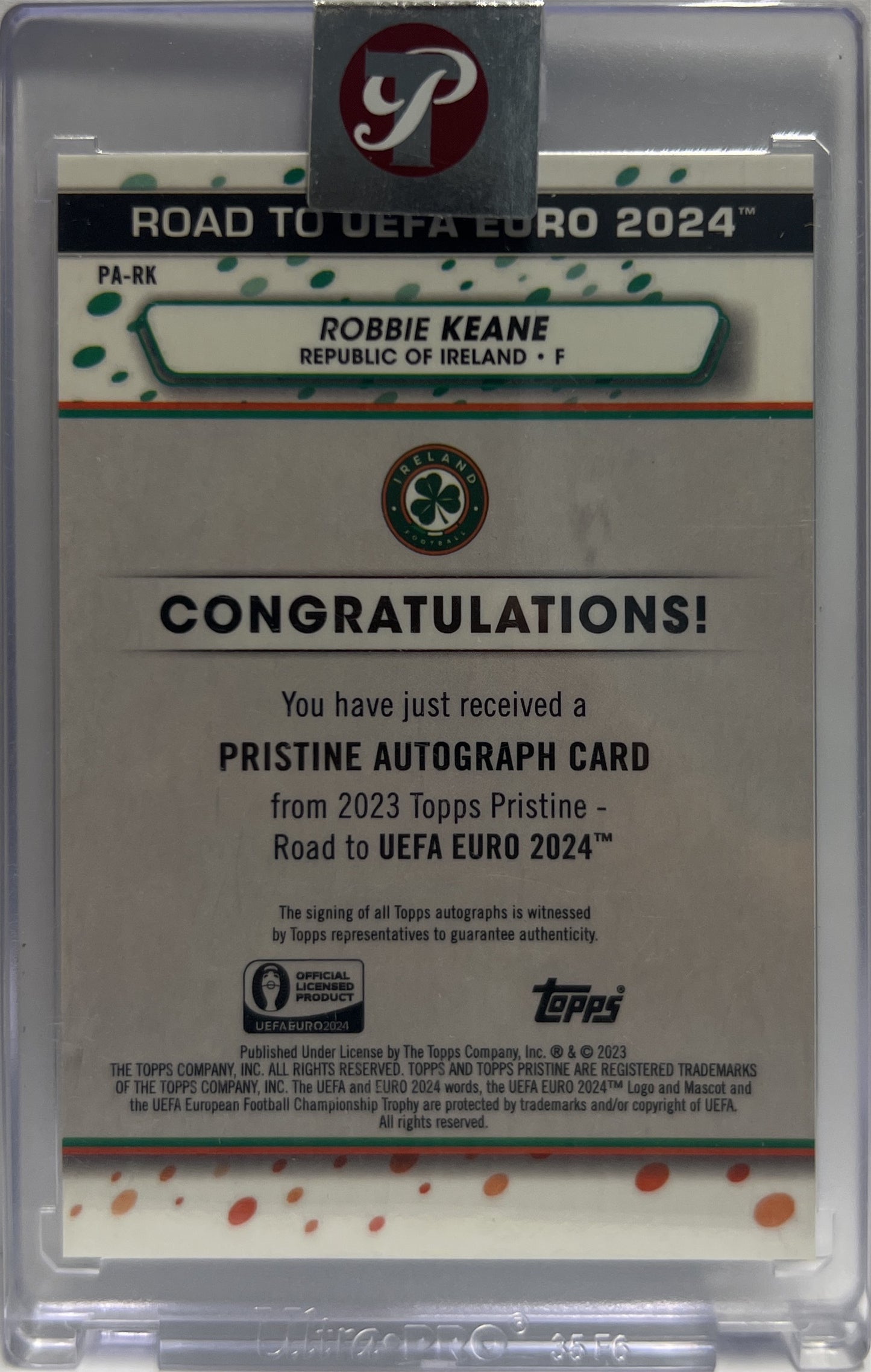 Robbie Keane Autograph Topps Pristine Road To Euro 2024