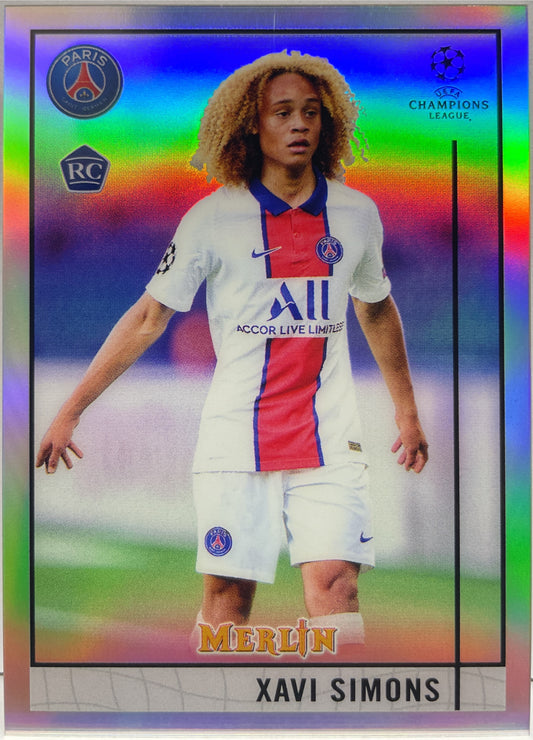 Xavi Simons Rookie Refractor Topps Chrome Merlin UCL 2020/21