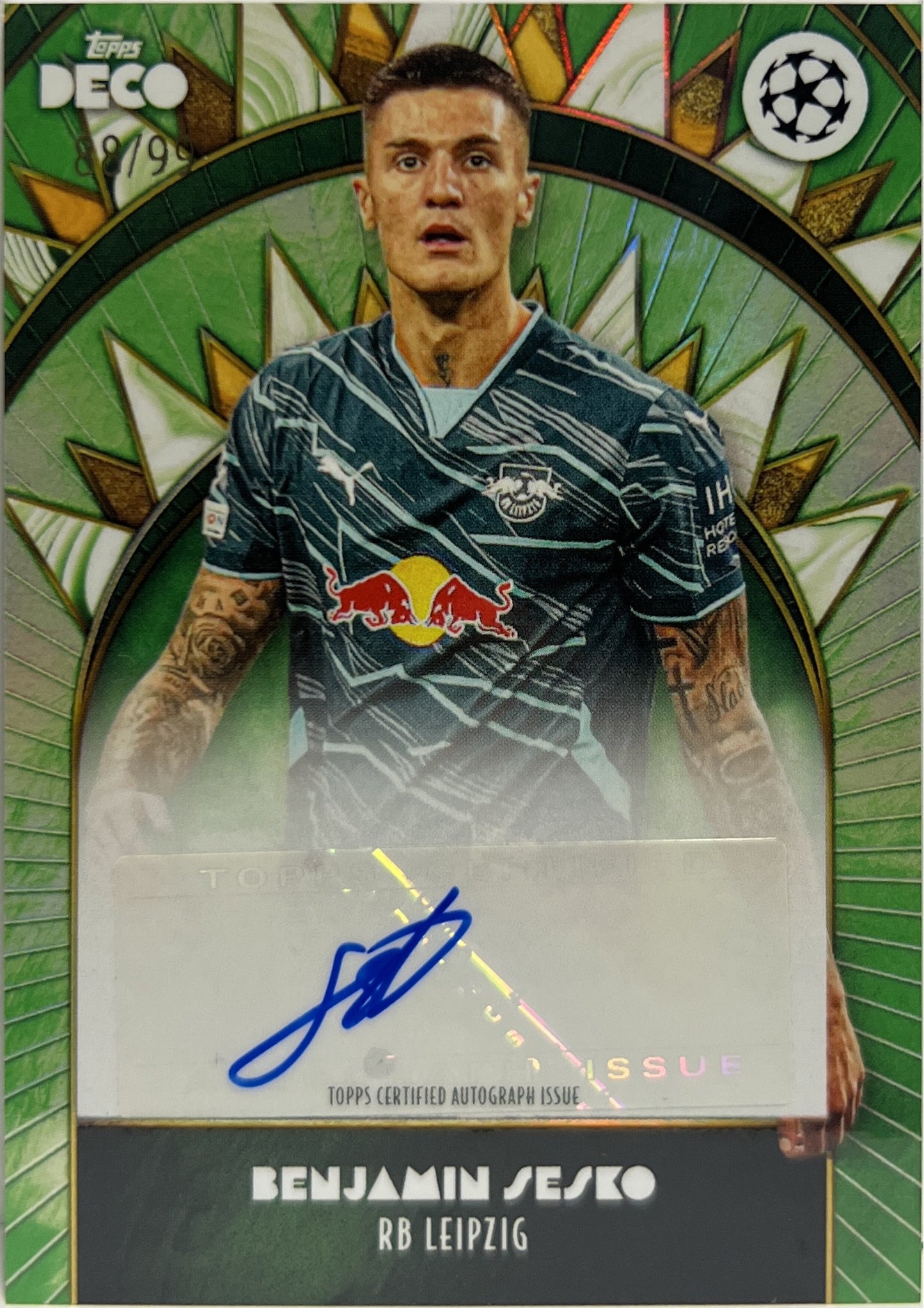 Benjamin Sesko 88/99 Autograph Green Topps Deco 2024/25