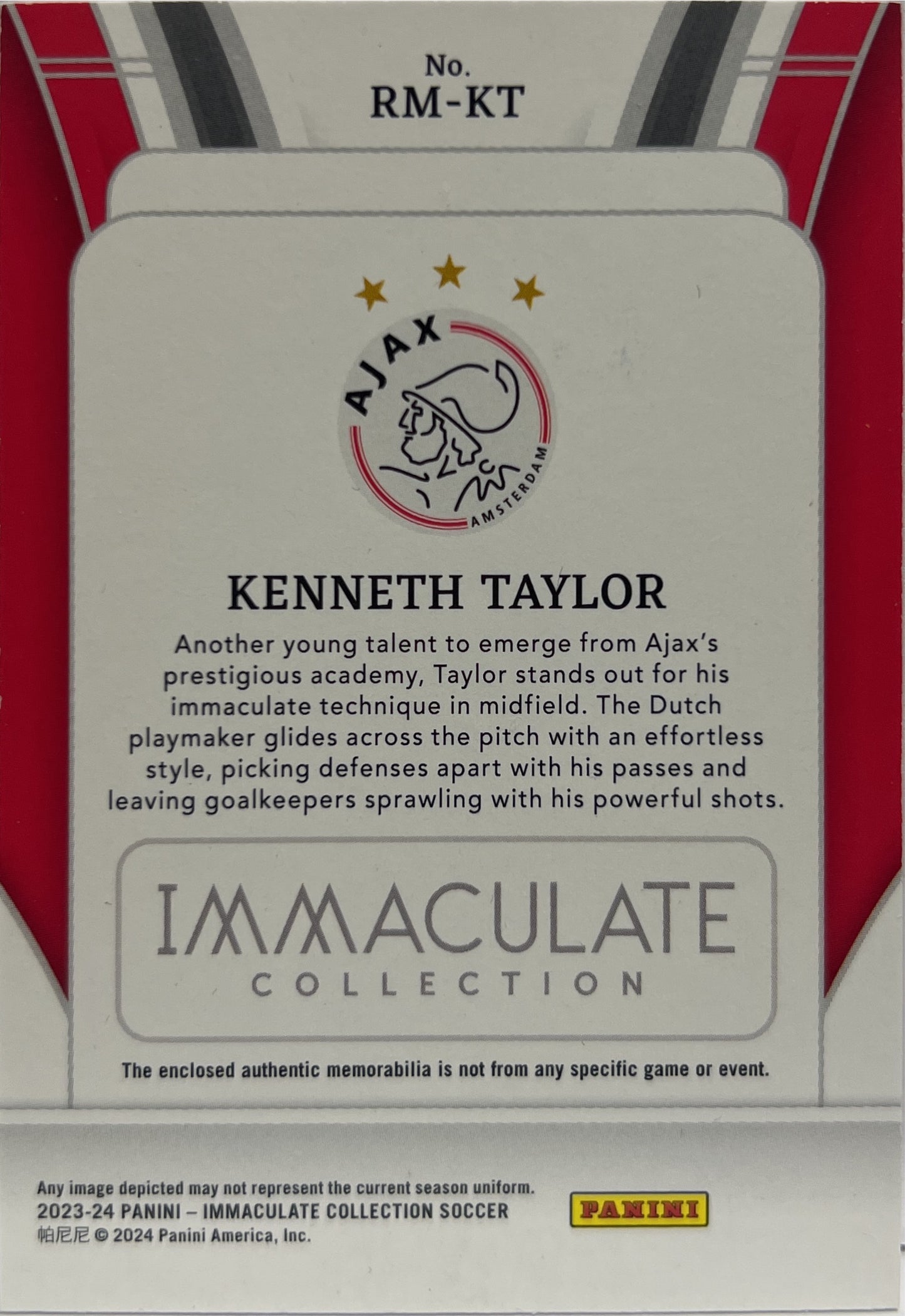 Kenneth Taylor 43/49 Patch Remarkable memorabilia Immaculate Collection 2023/24